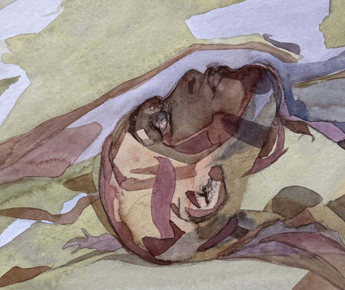 Male study, watercolor drawing, original work on paper
