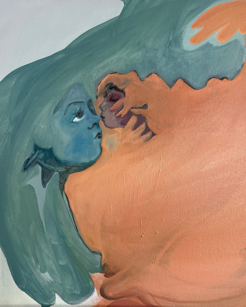 Nosekiss, oil on canvas on cardboard, original artwork