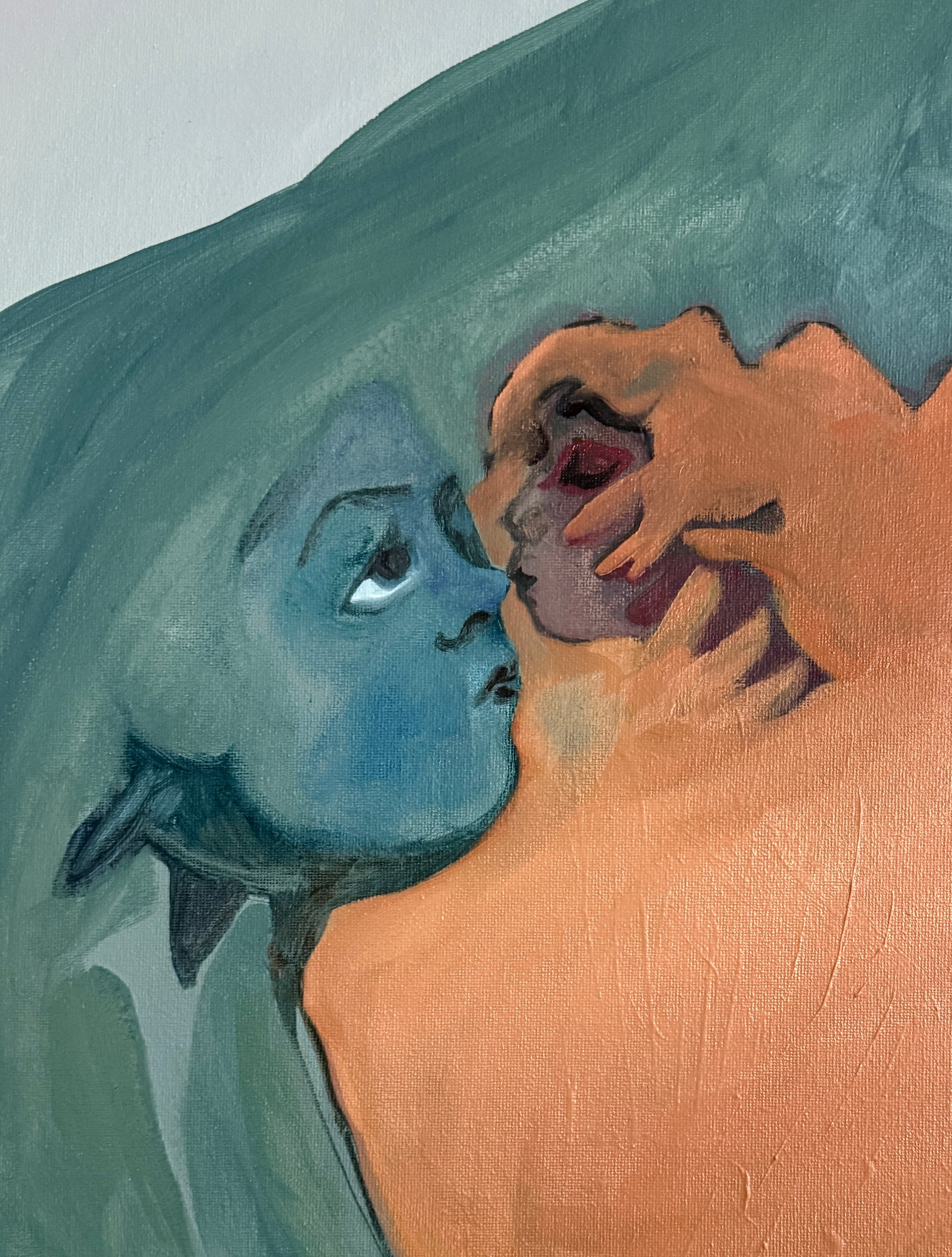 Nosekiss, oil on canvas on cardboard, original artwork