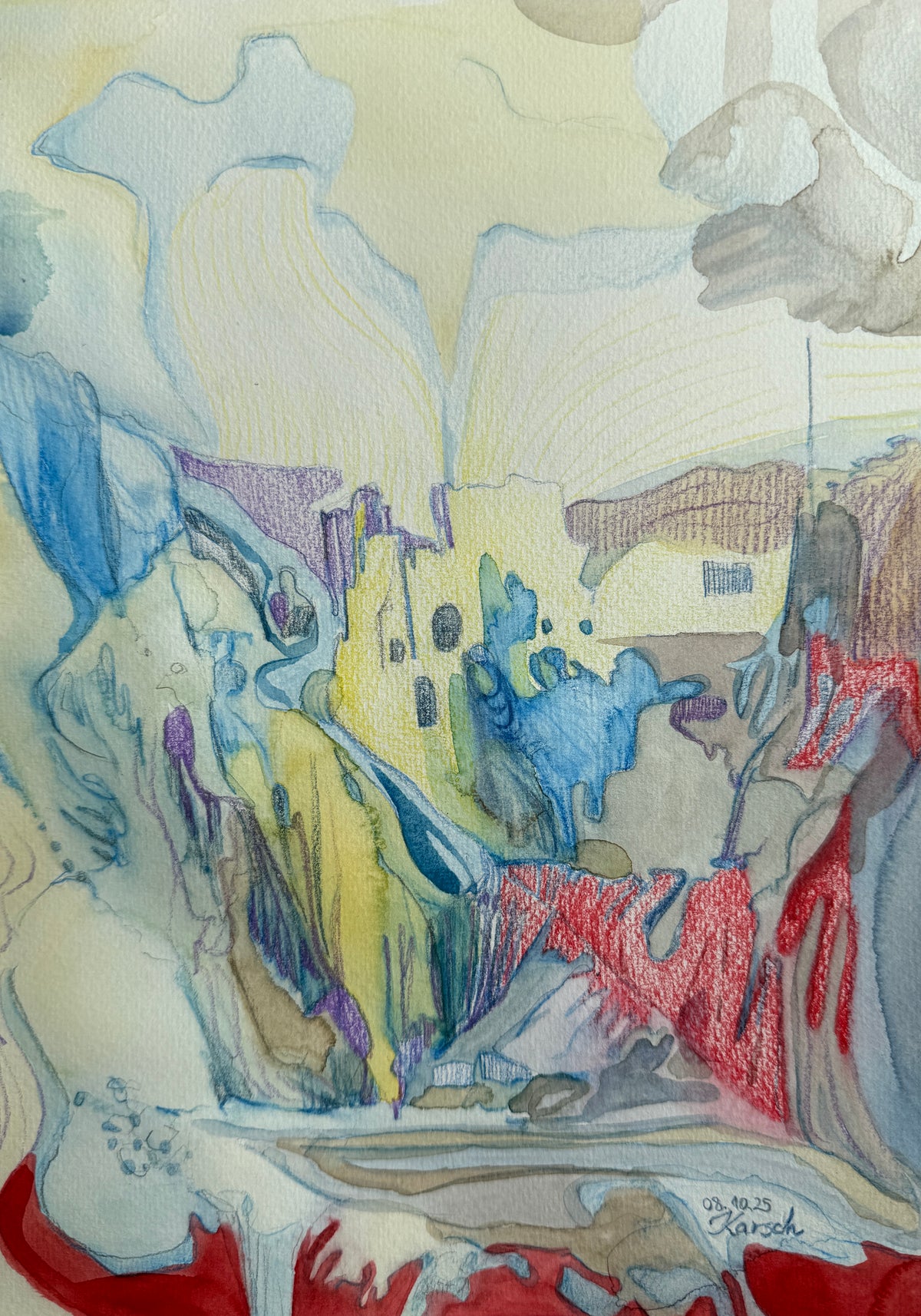 Scream, pencildrawing, aquarell, original art on paper