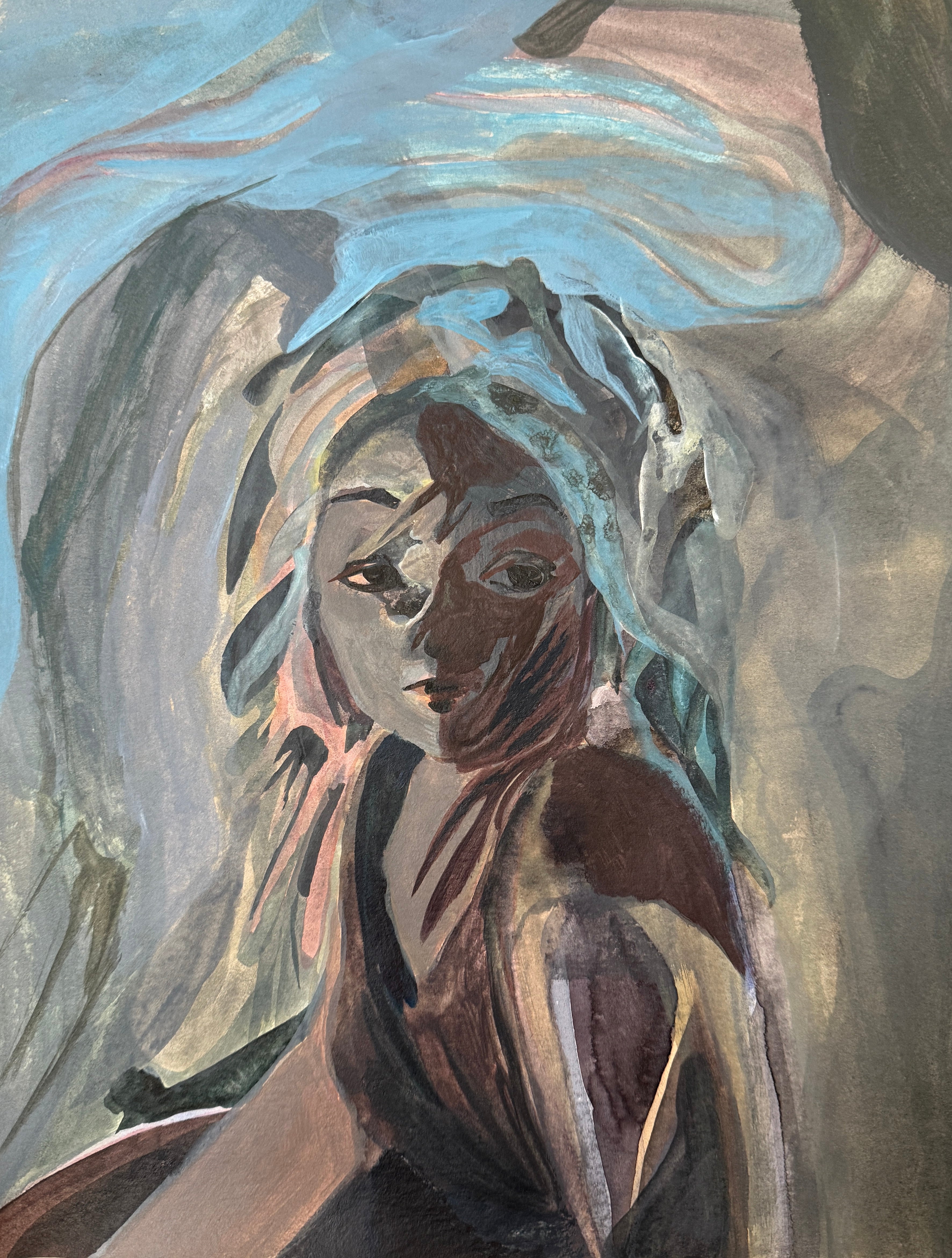 Dark Blue, original acrylic painting on paper