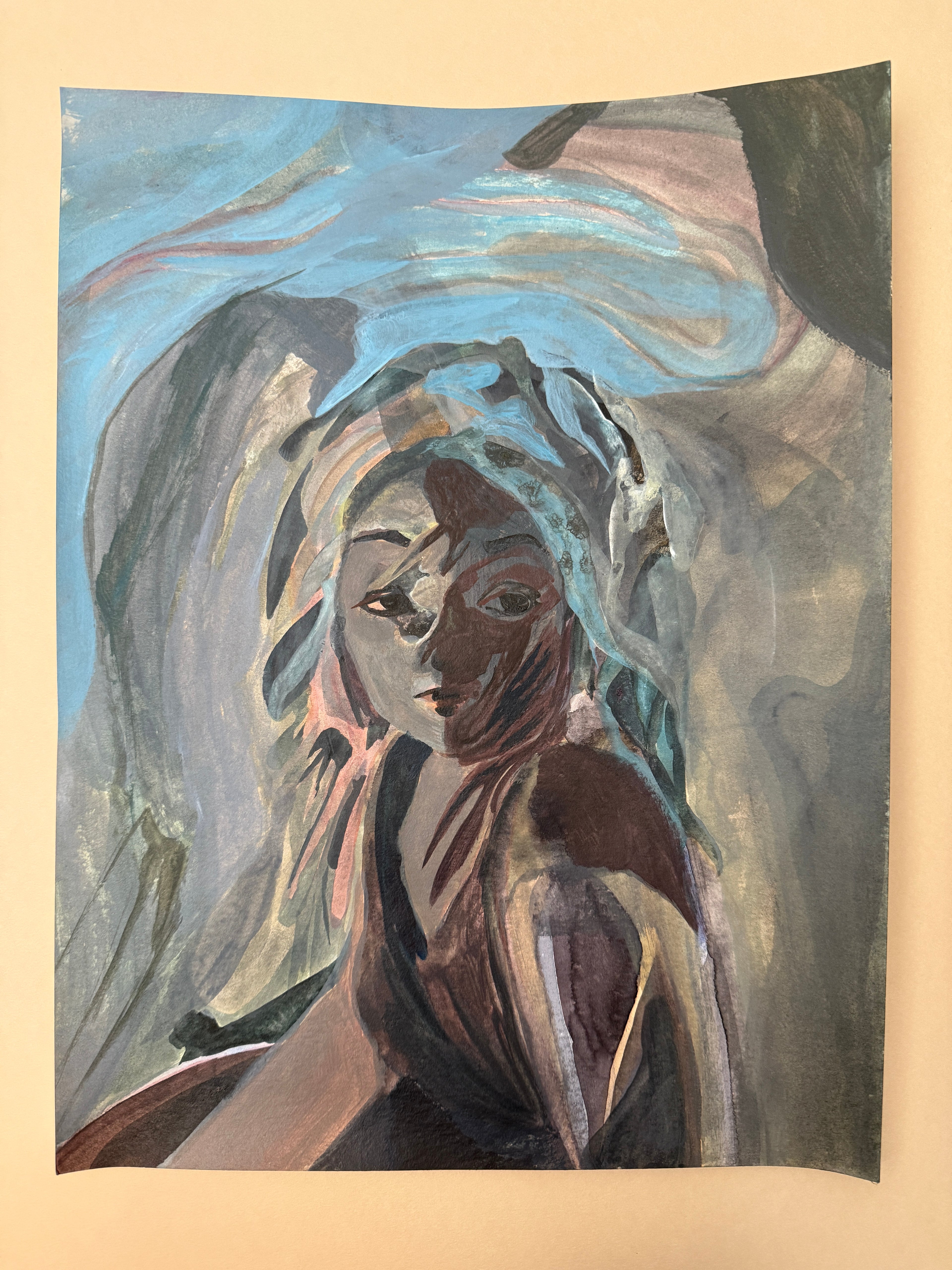 Dark Blue, original acrylic painting on paper