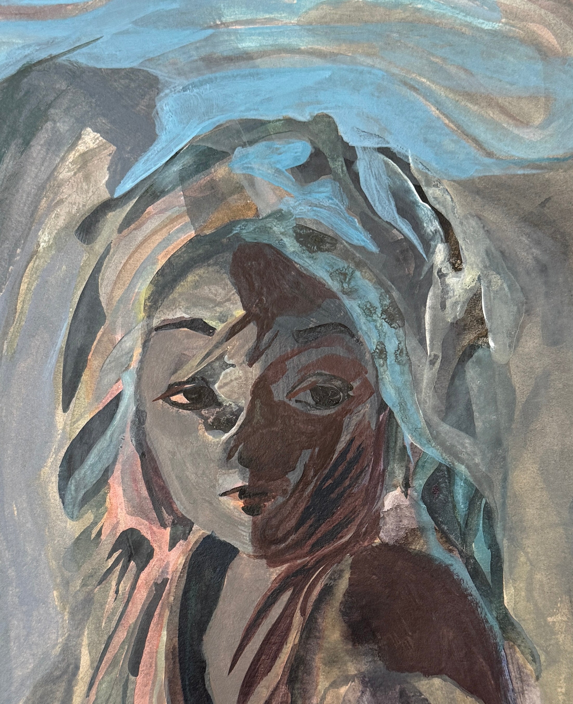 Dark Blue, original acrylic painting on paper