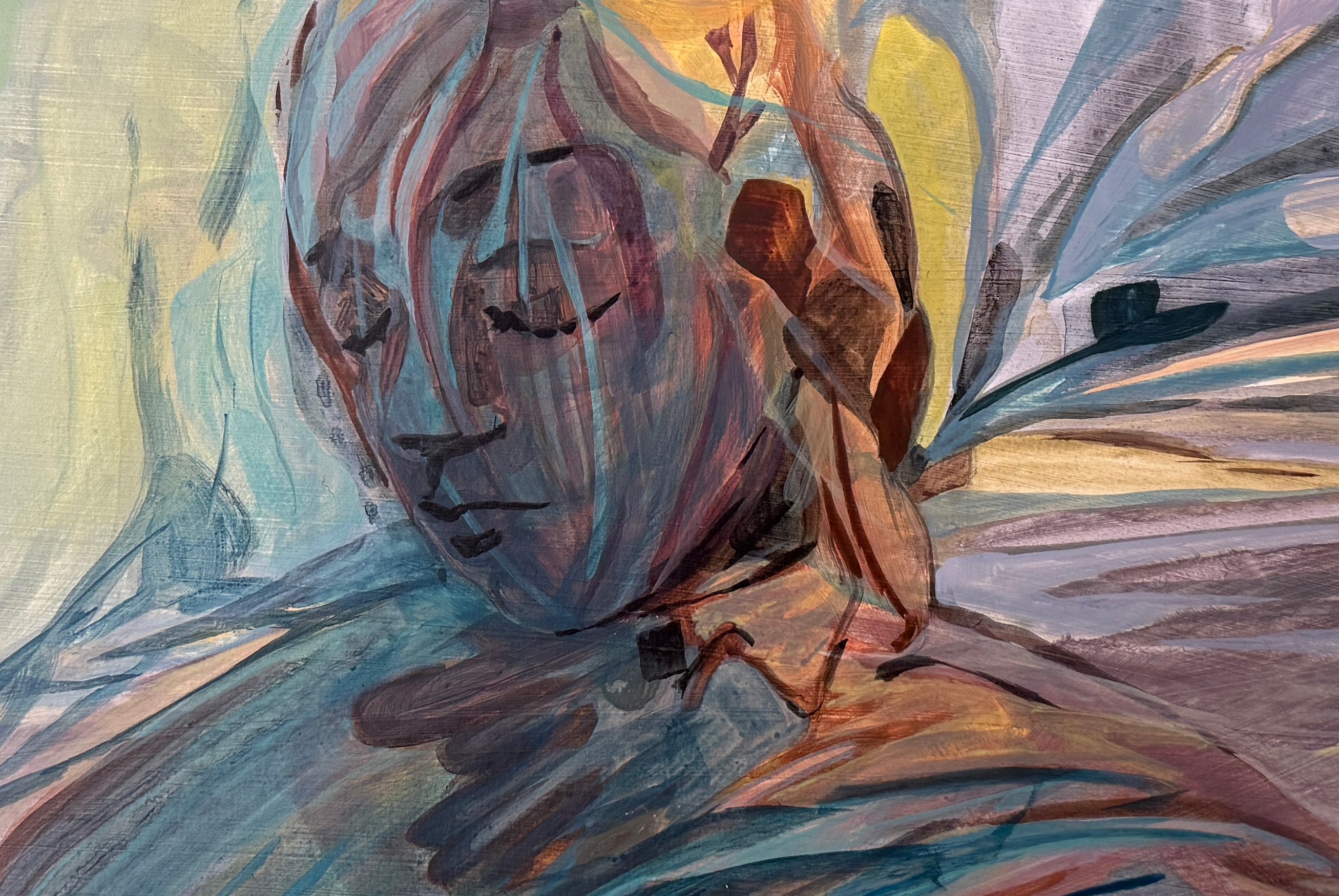 Acrylic portrait, works on paper, original artwork