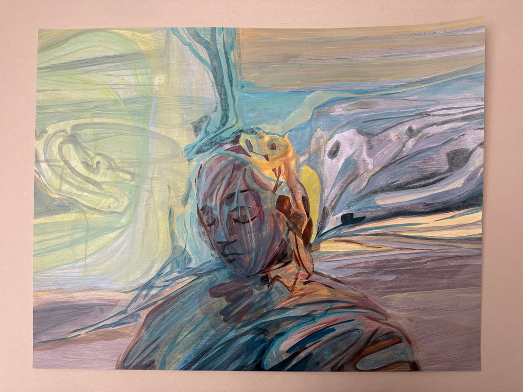 Acrylic portrait, works on paper, original artwork