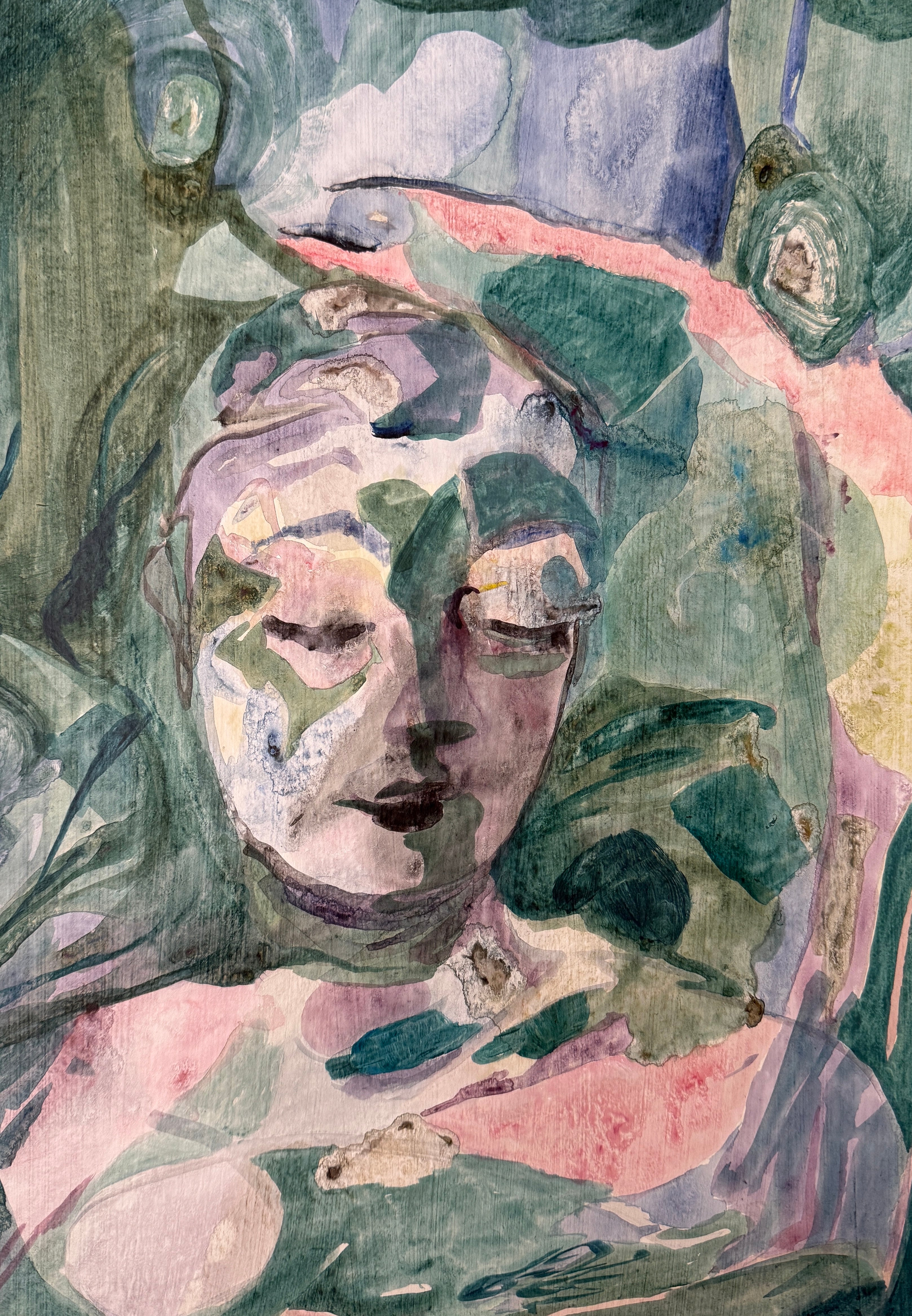 Dreamy Portrait, acrylic sketch on paper, original artwork