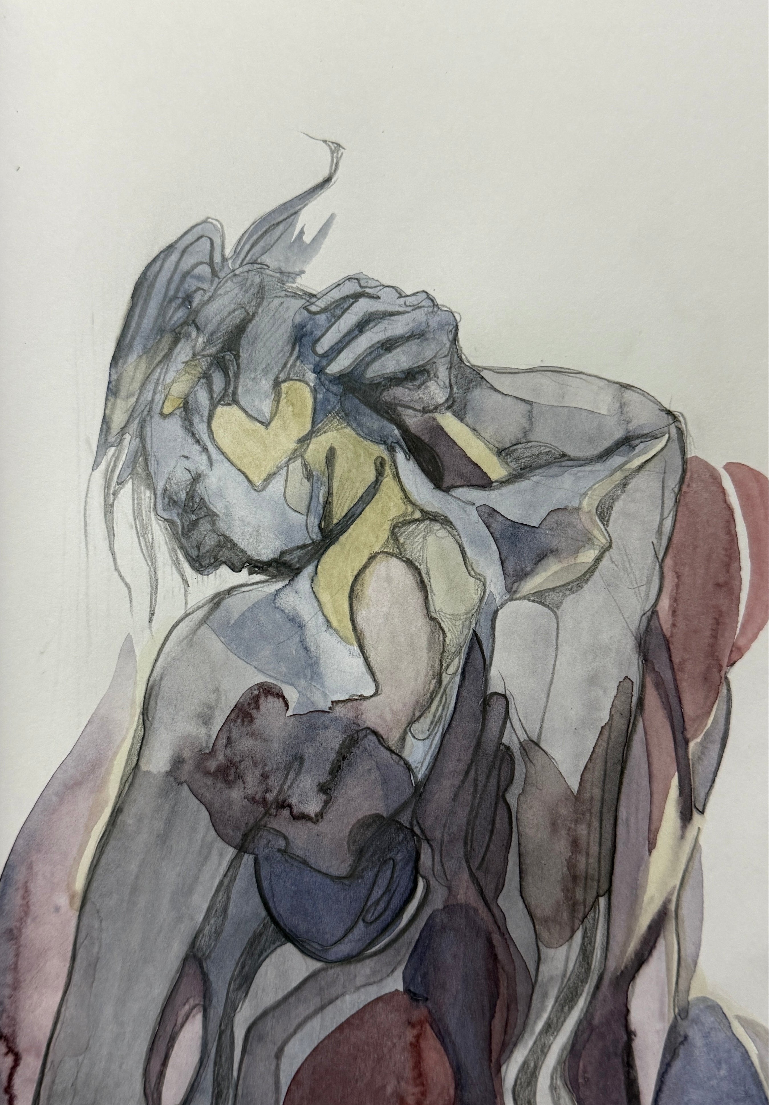 From Sketchbook, small watercolor drawing,original artwork