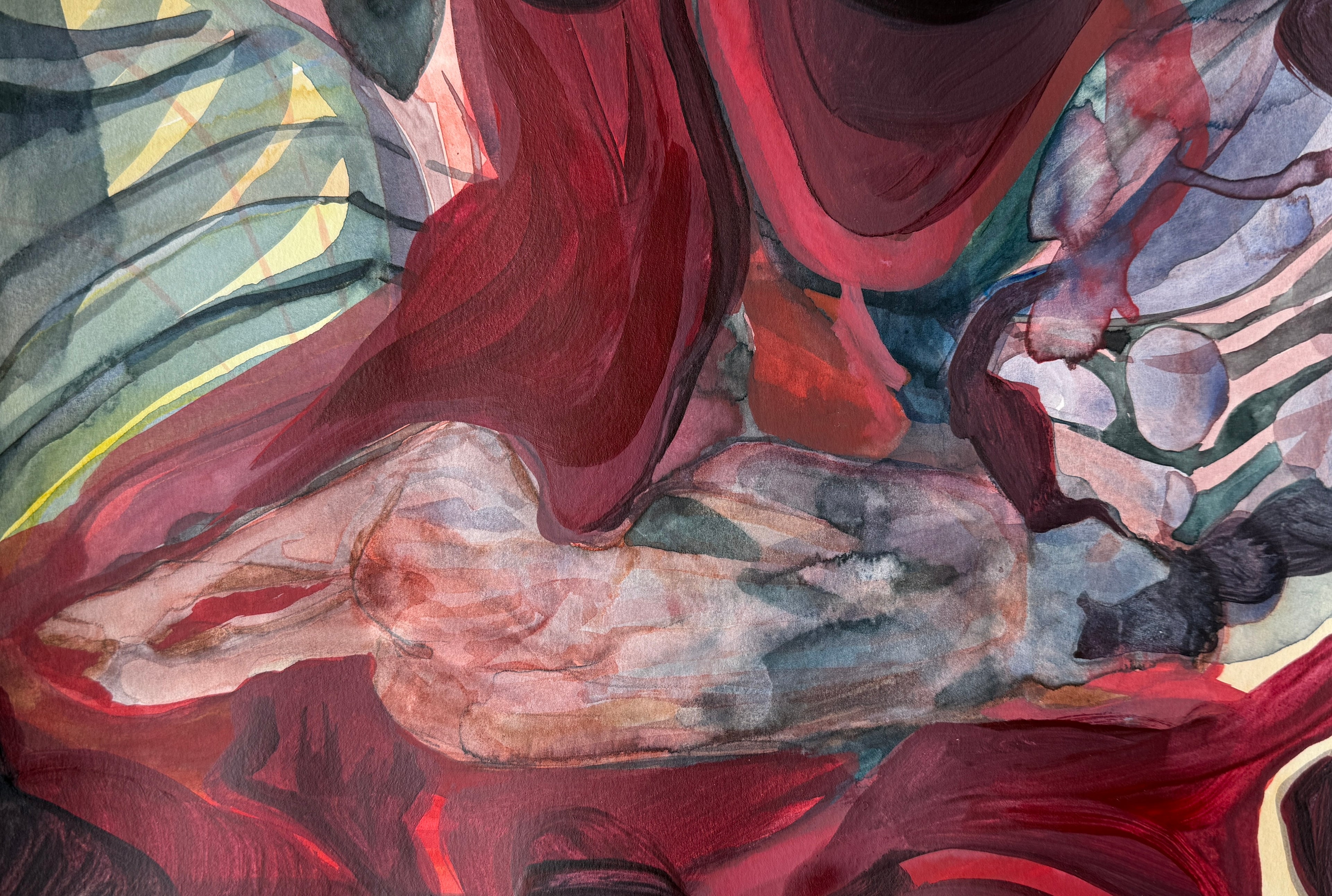 Laying Figure, acrylic painting on paper, original artwork