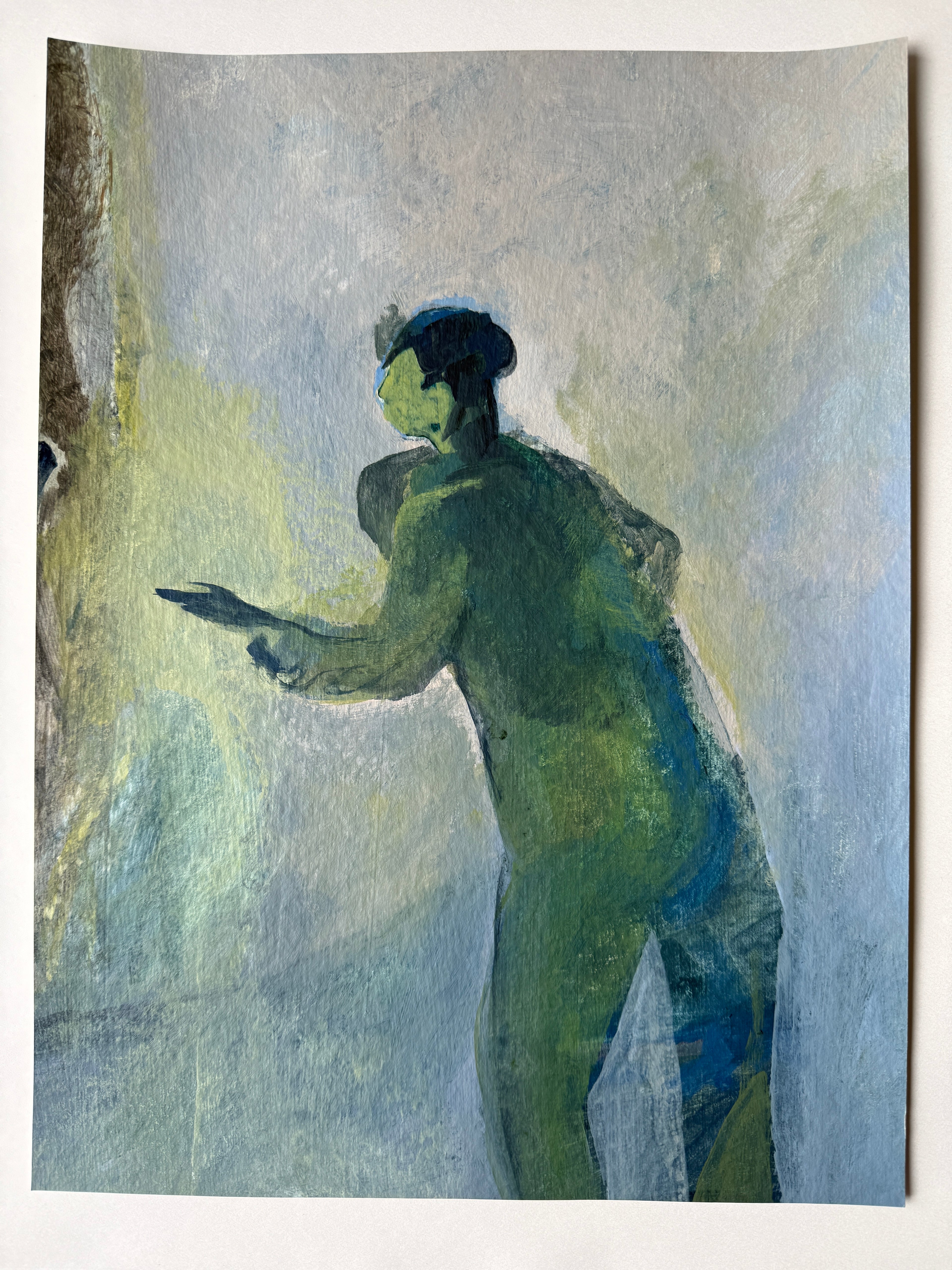 Clown, acrylic painting on paper, original art