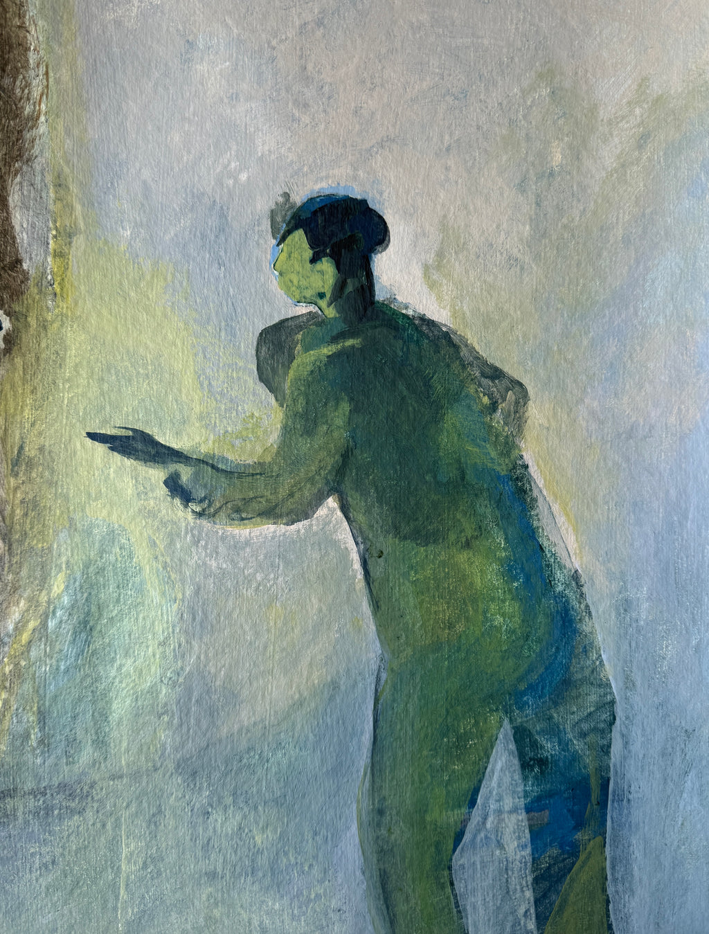 Clown, acrylic painting on paper, original art