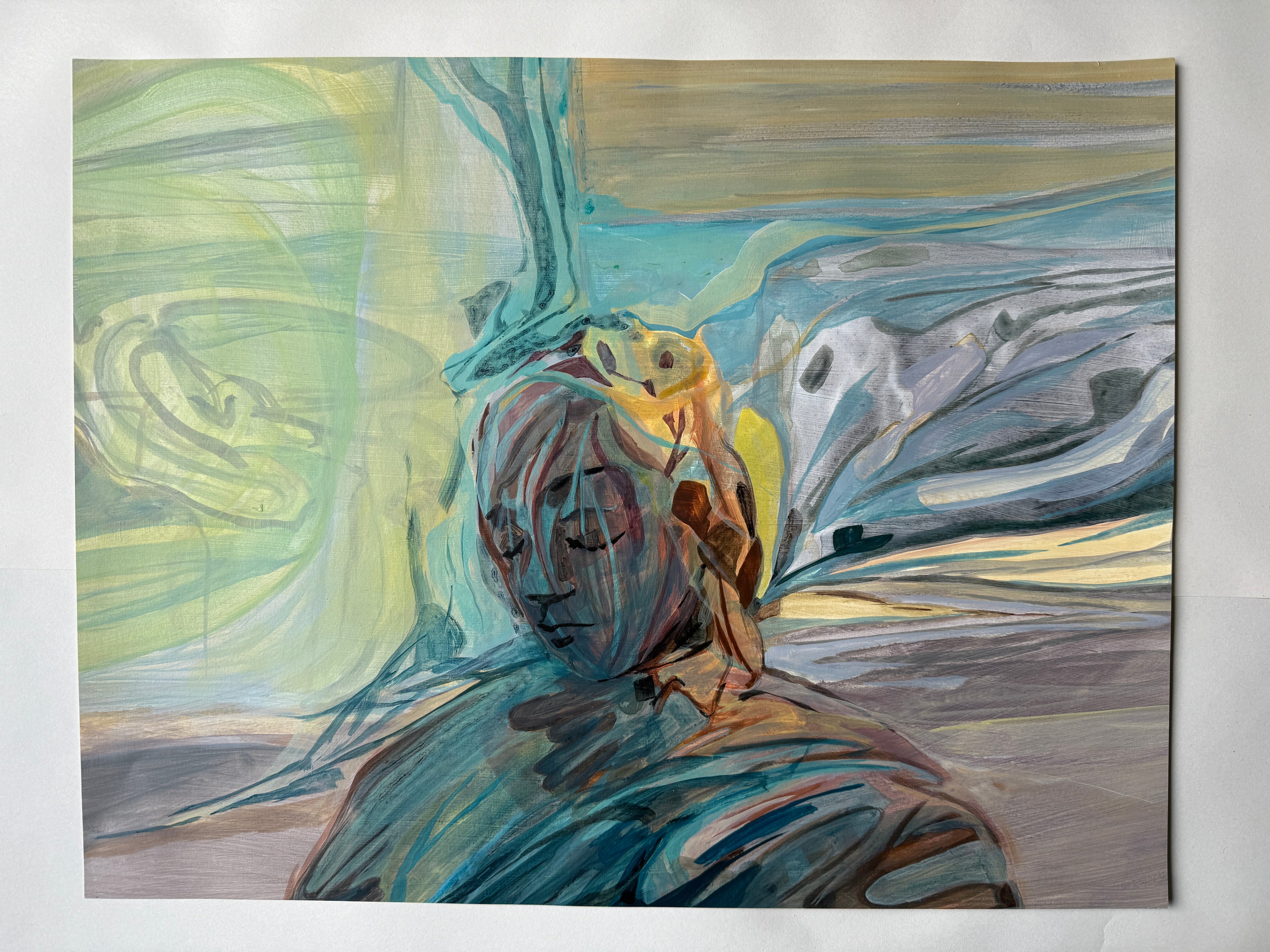 Woman's face, acrylic sketch, original artwork on paper