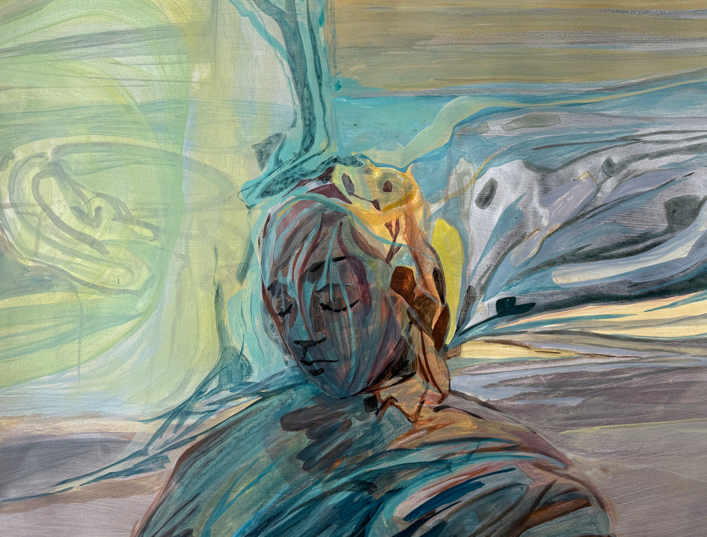 Woman's face, acrylic sketch, original artwork on paper