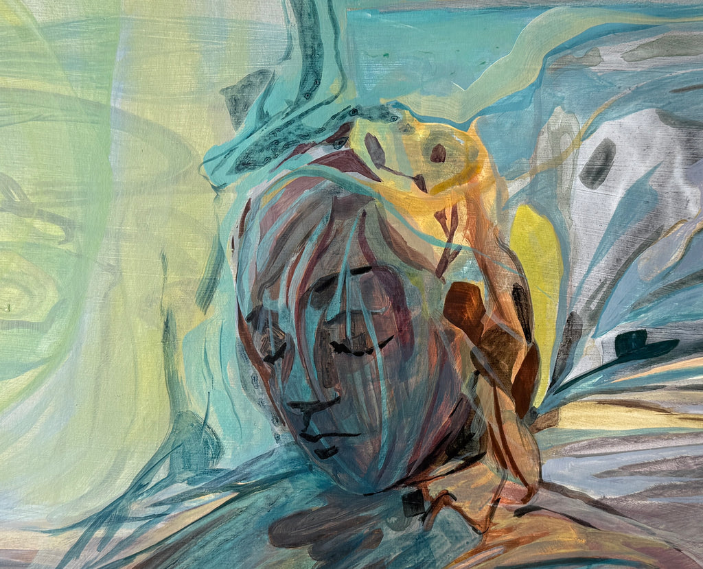 Woman's face, acrylic sketch, original artwork on paper