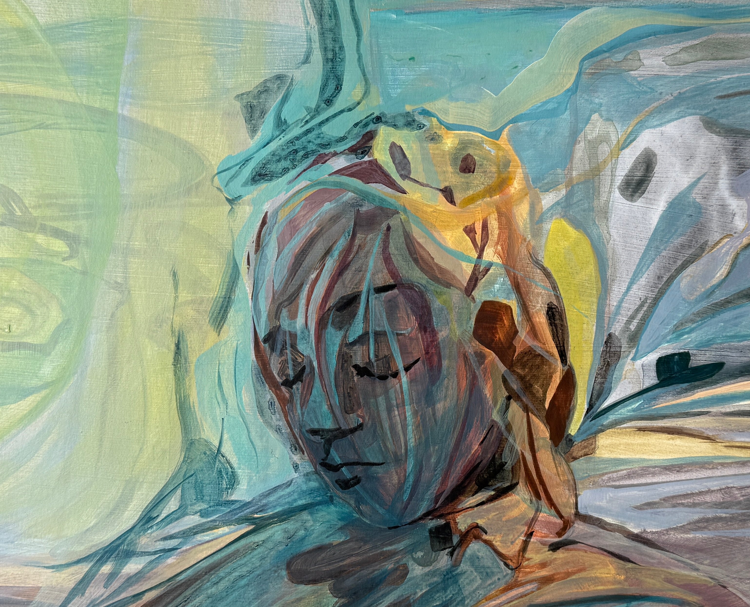 Woman's face, acrylic sketch, original artwork on paper