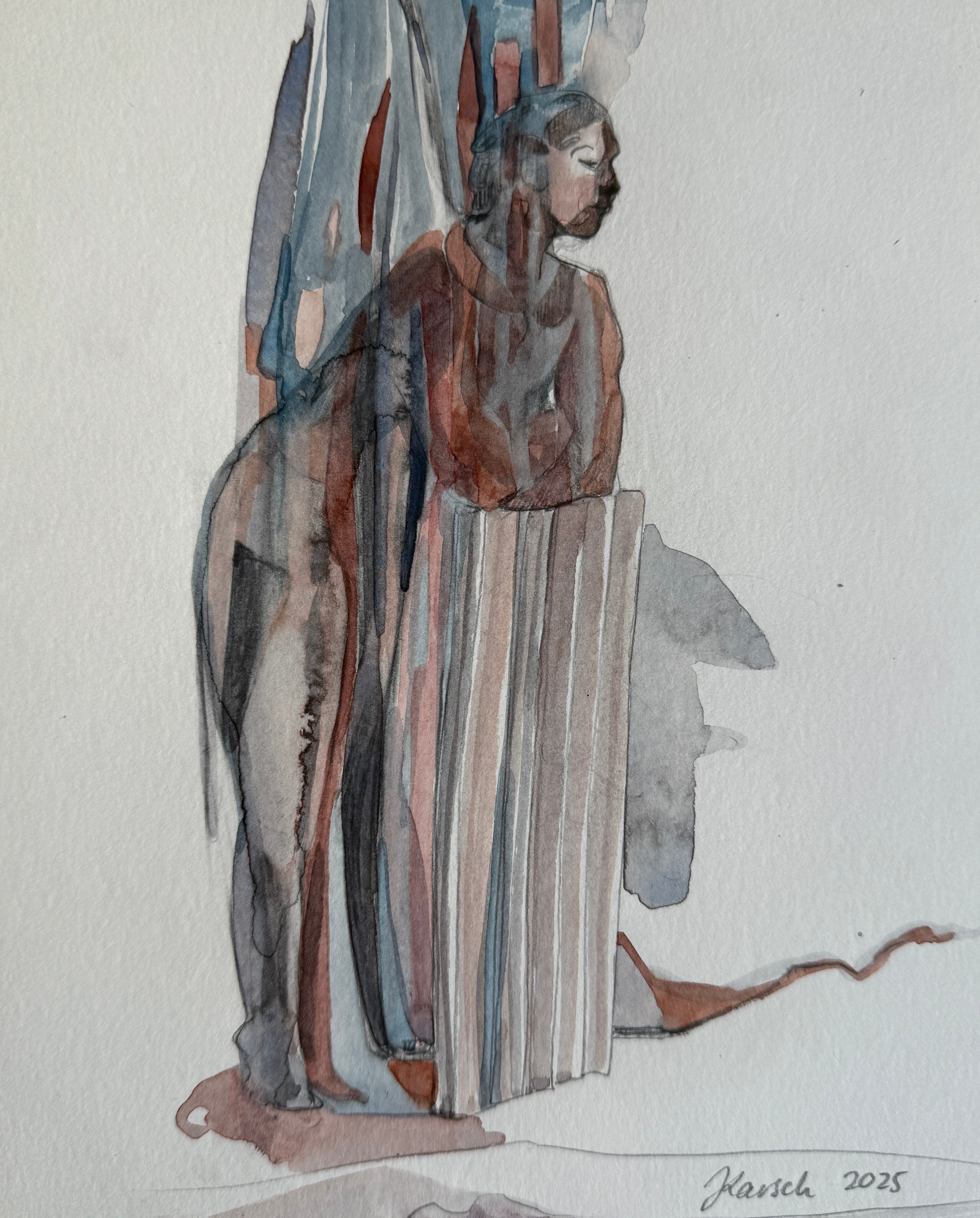 Nothing is here, small drawing, watercolored, original artwork on paper