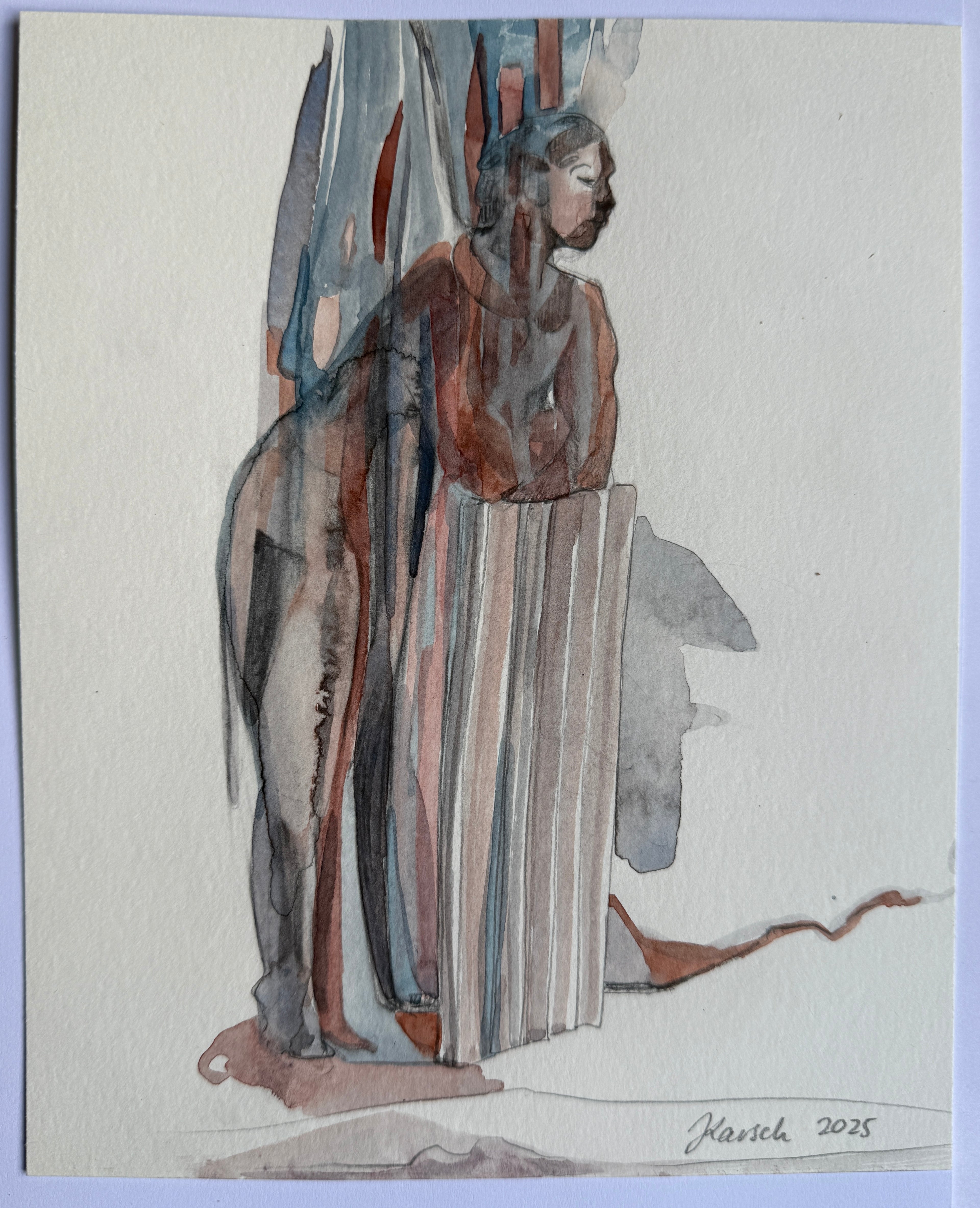 Nothing is here, small drawing, watercolored, original artwork on paper