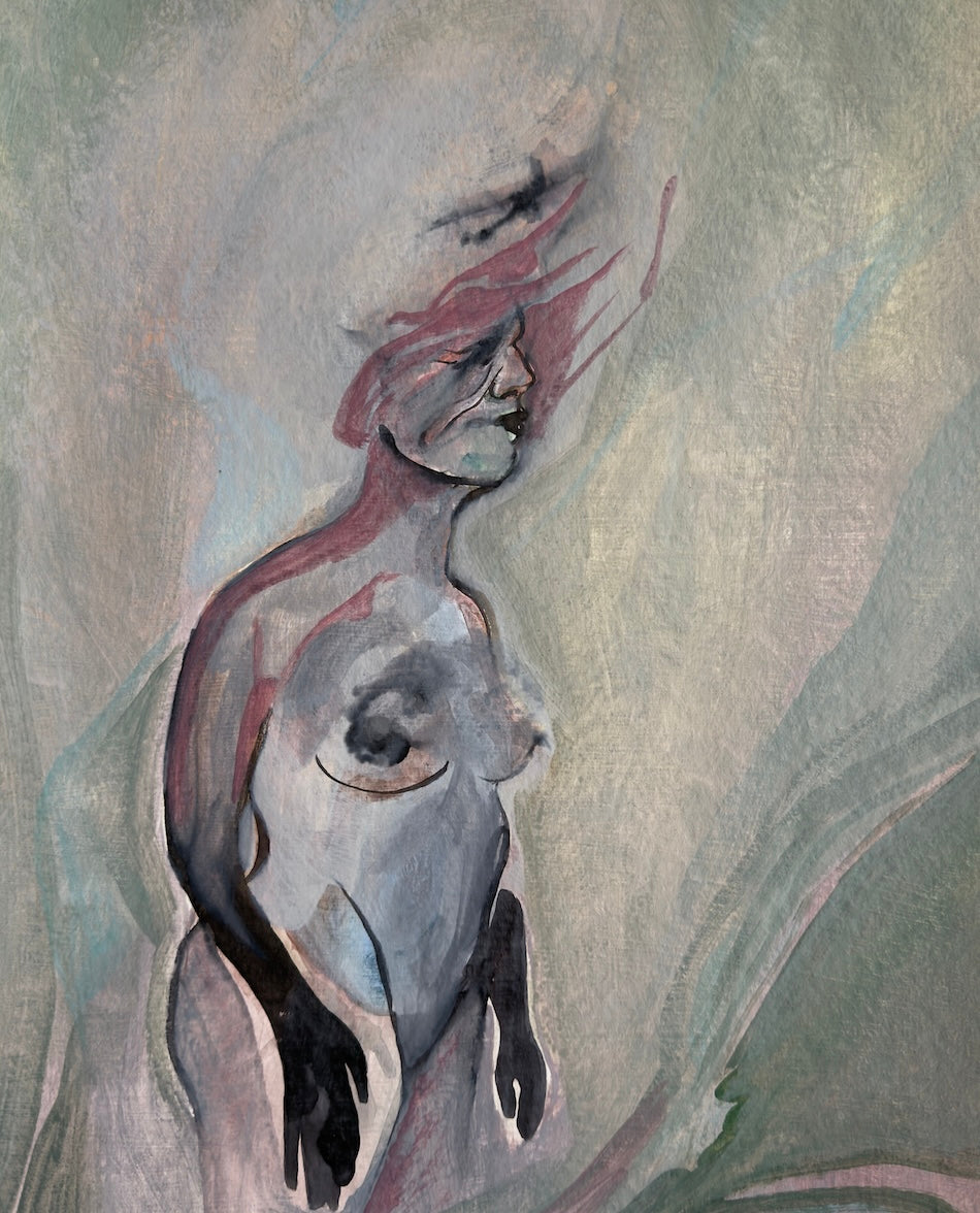 Dark girl, acrylic on paper, original artwork