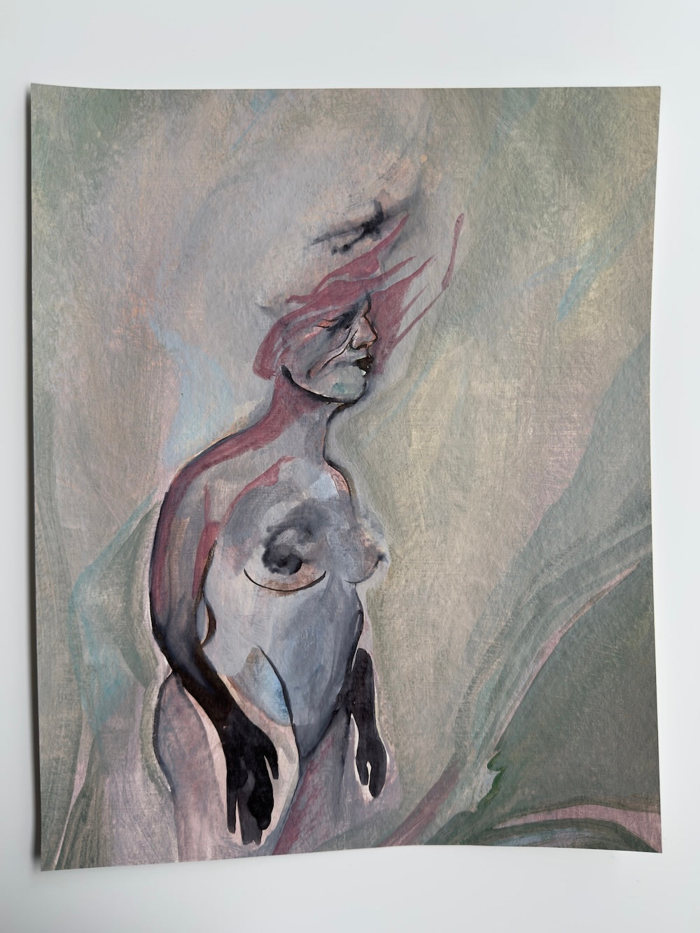 Dark girl, acrylic on paper, original artwork