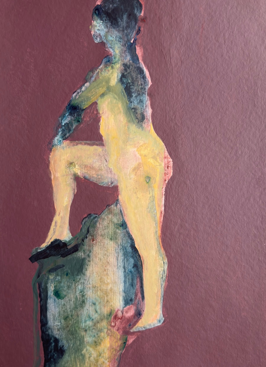 Colored Figure, acrylic painting on paper, original art on paper