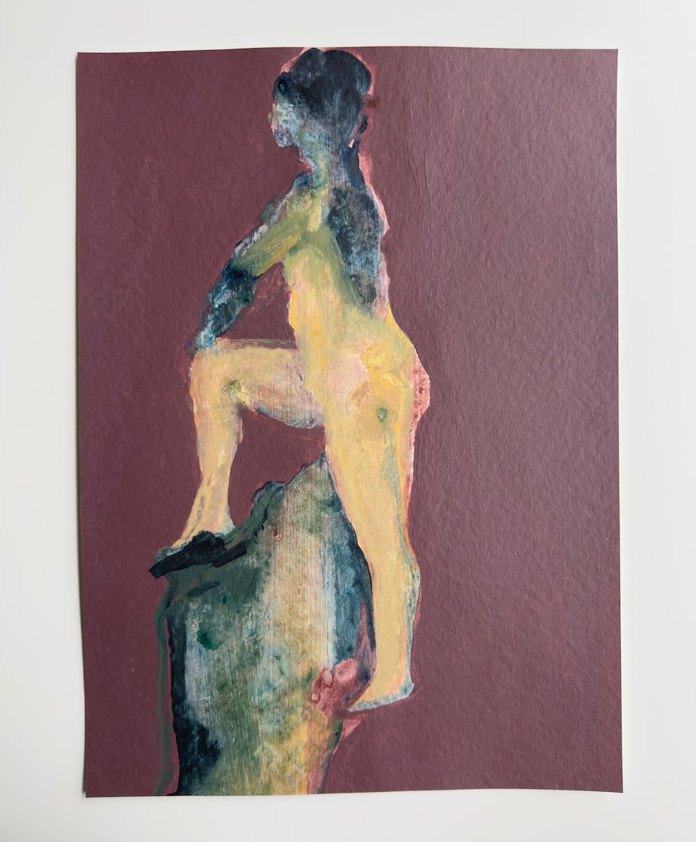 Colored Figure, acrylic painting on paper, original art on paper