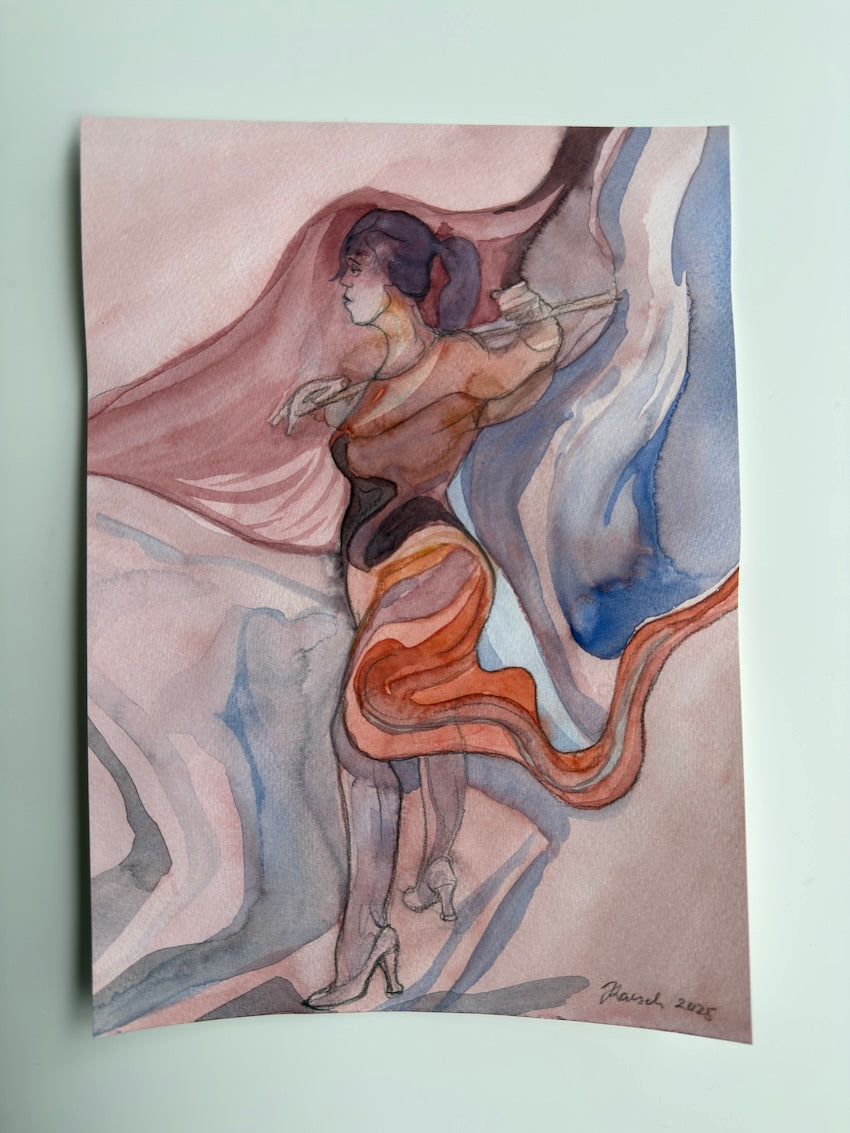 Watercolor figure, original drawing, small works on paper
