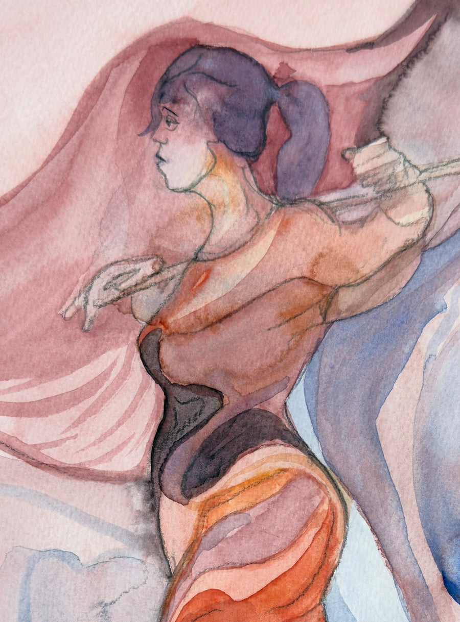 Watercolor figure, original drawing, small works on paper