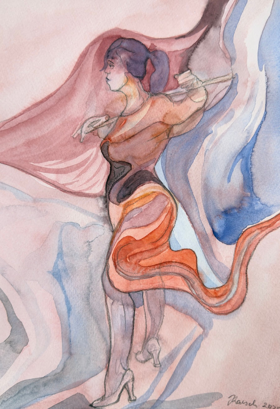 Watercolor figure, original drawing, small works on paper