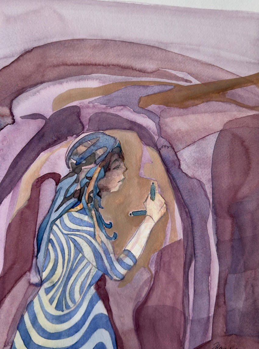 Portrait with Mirror, original watercolor, original artwork