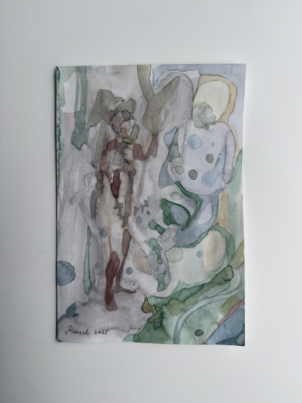 Believing in Something, small watercolored drawing, original artwork