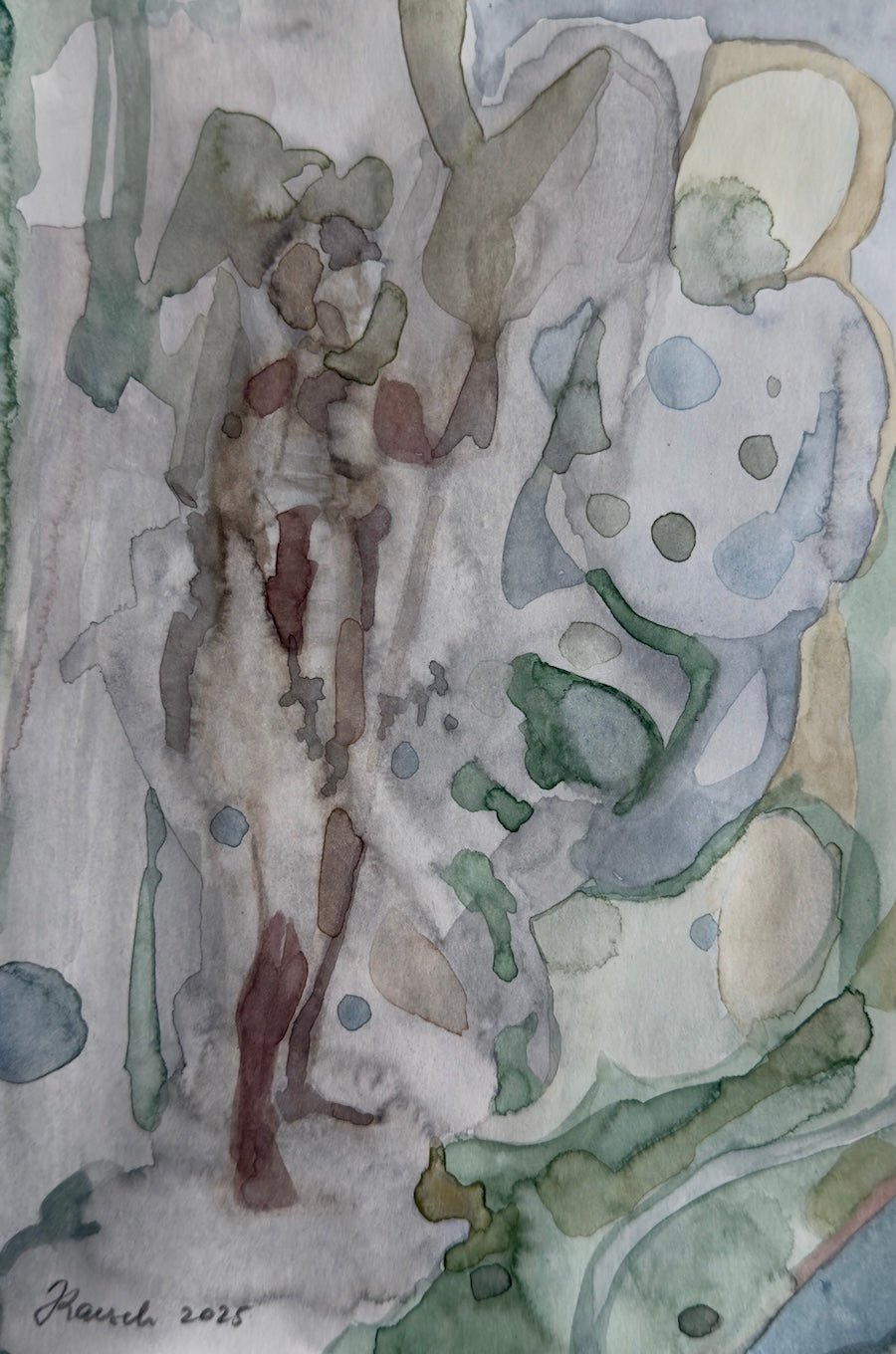 Believing in Something, small watercolored drawing, original artwork