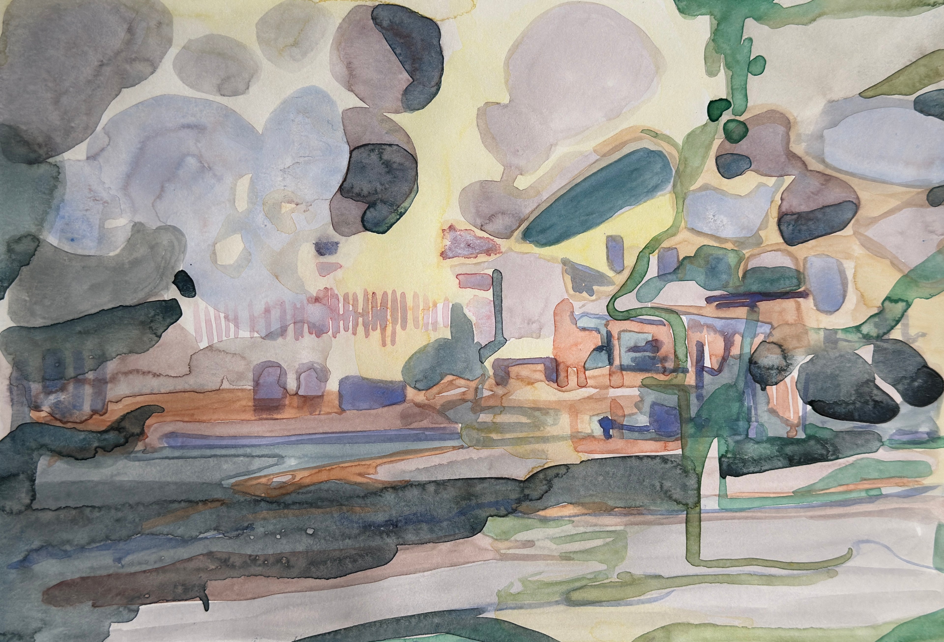 Landscape story, watercolor drawing, original art on paper