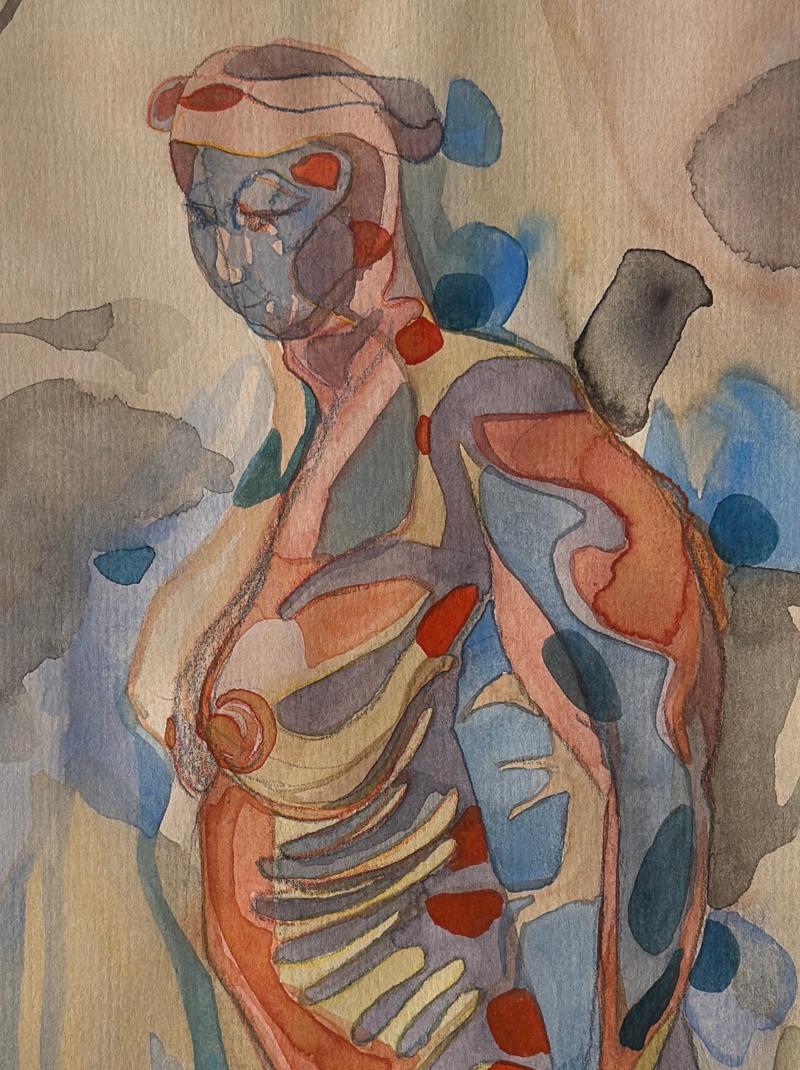 Spine, original watercolor drawing, figurative drawing