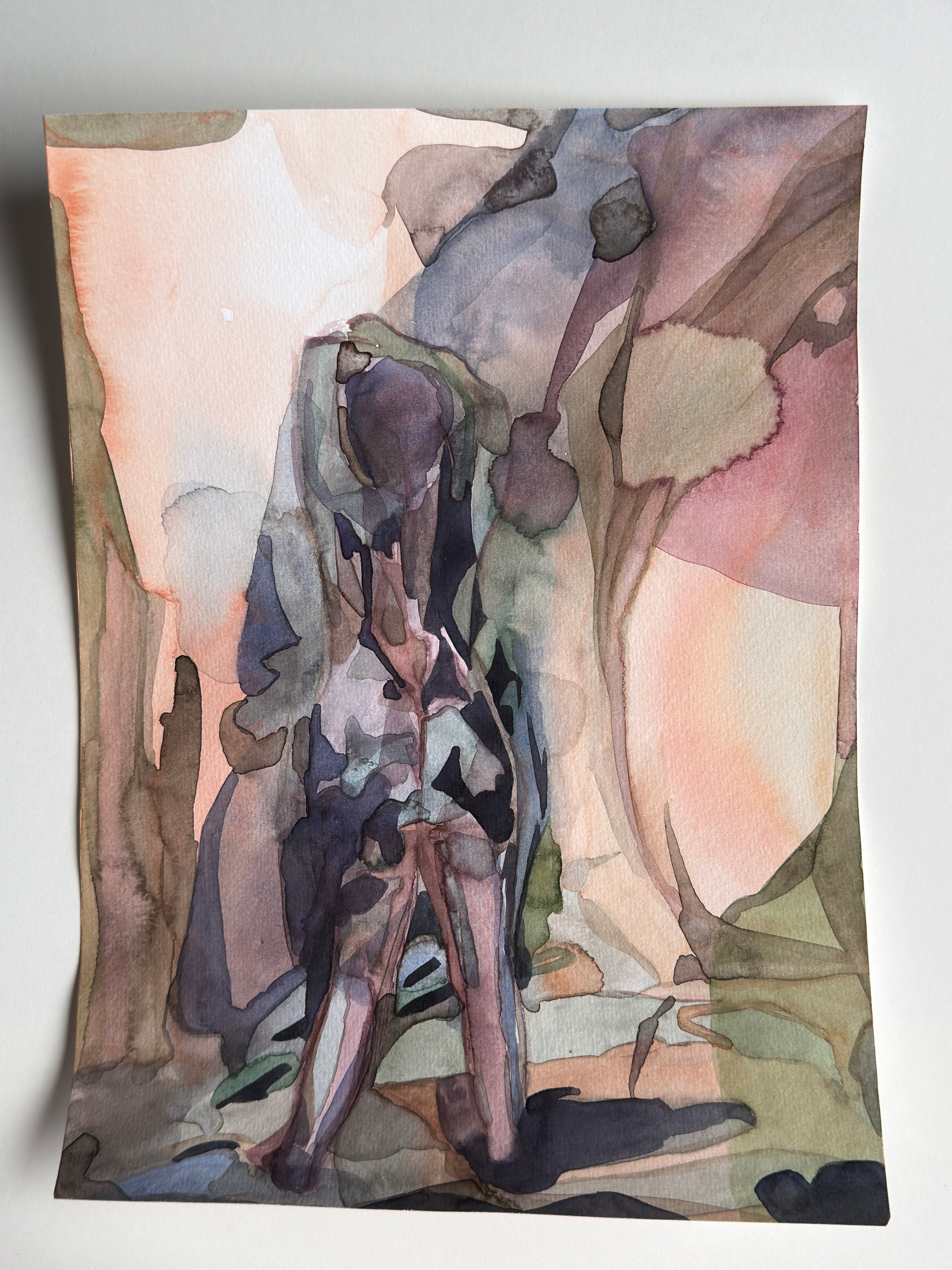 Figurative drawing, watercolor drawing, original art on paper