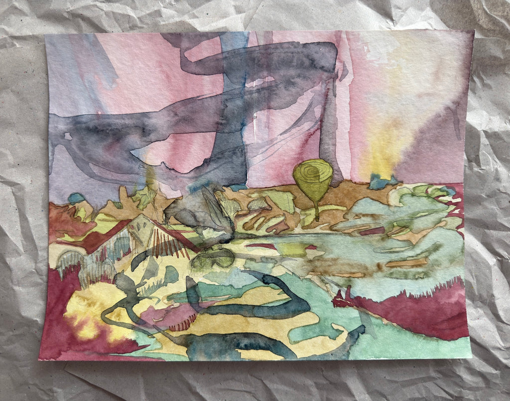 Abstract landscape, abstract watercolors, original