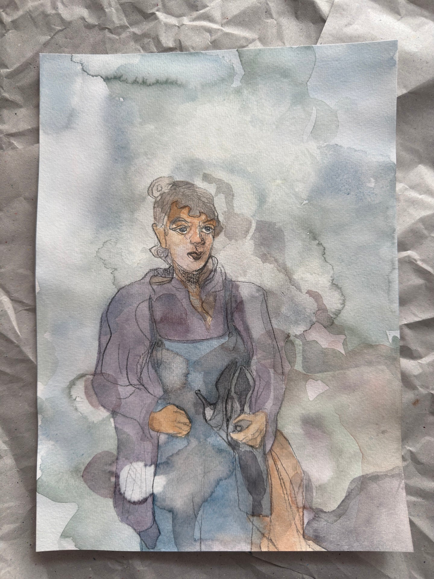 Shoes, figurative sketch, watecolors on paper