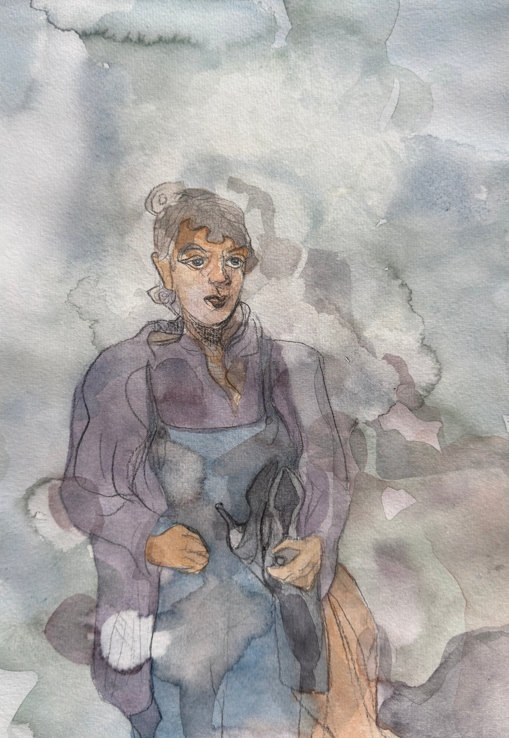 Shoes, figurative sketch, watecolors on paper