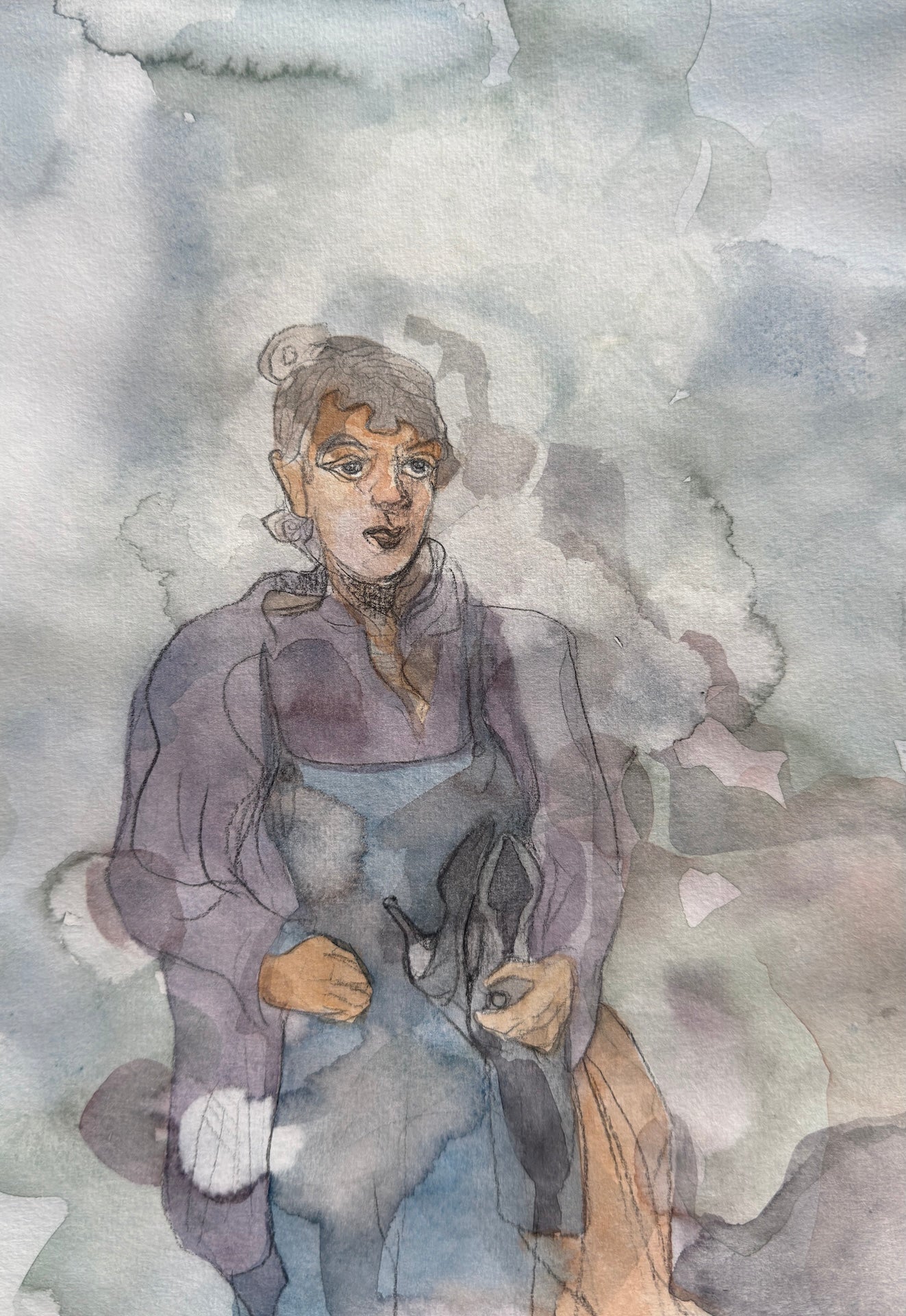 Shoes, figurative sketch, watecolors on paper