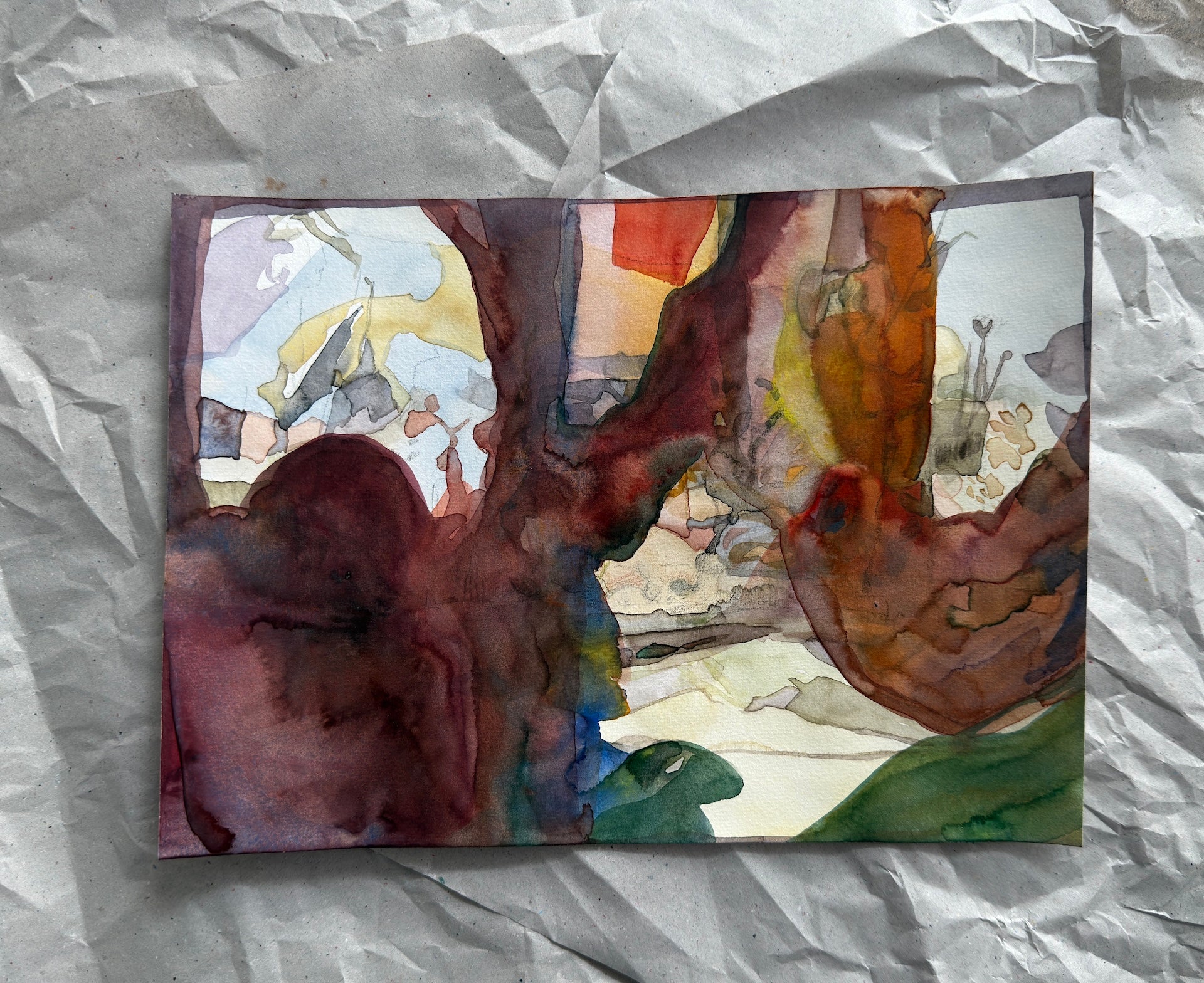 Abstract work, watercolors on paper, original piece