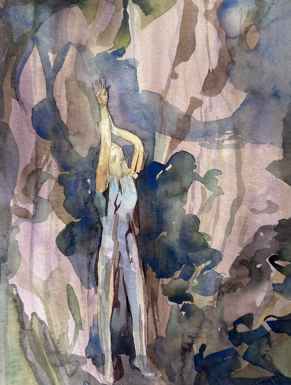 Figure in blue, watercolor, original piece