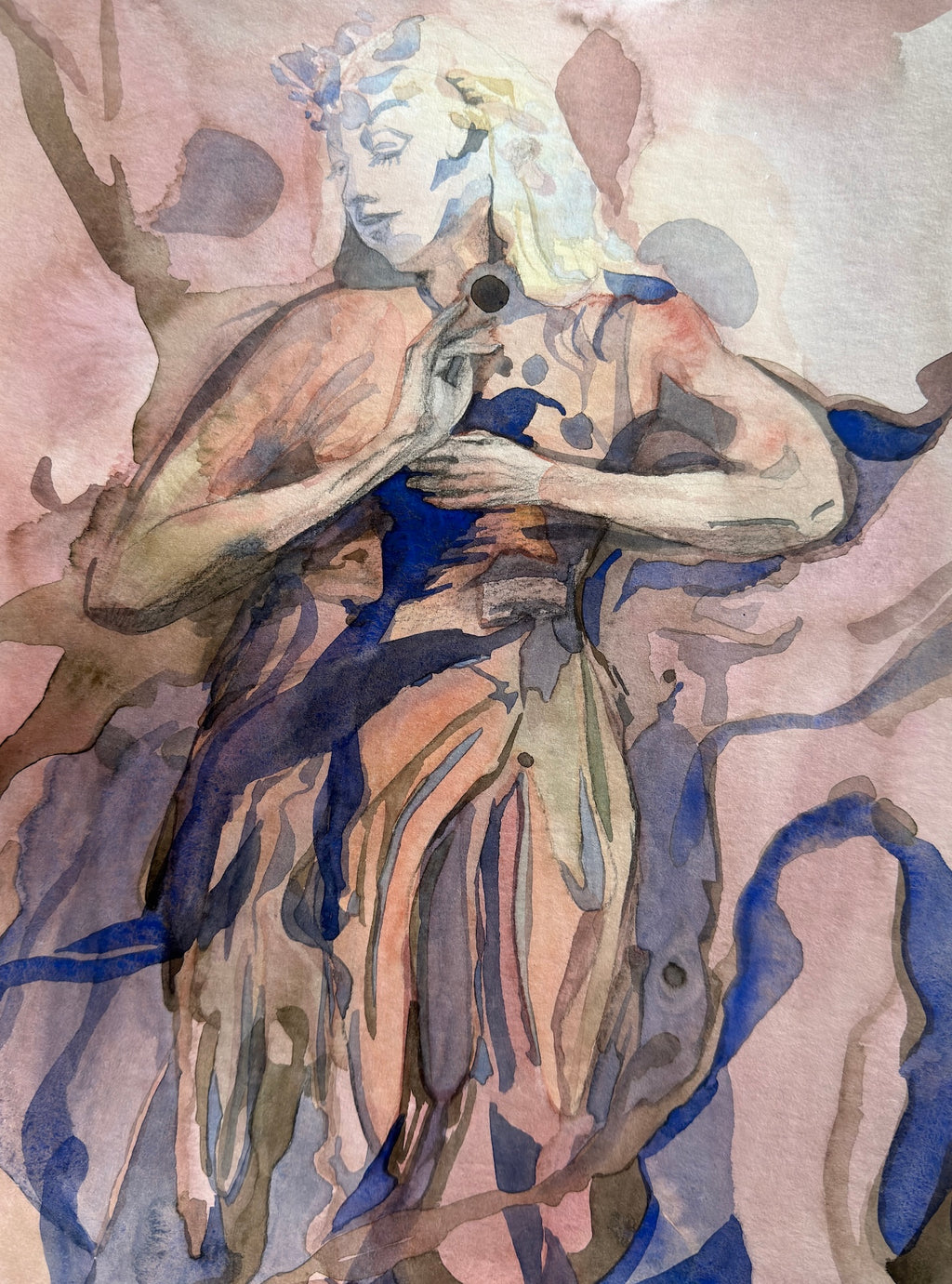 Girl, watercolor painting on paper, original work