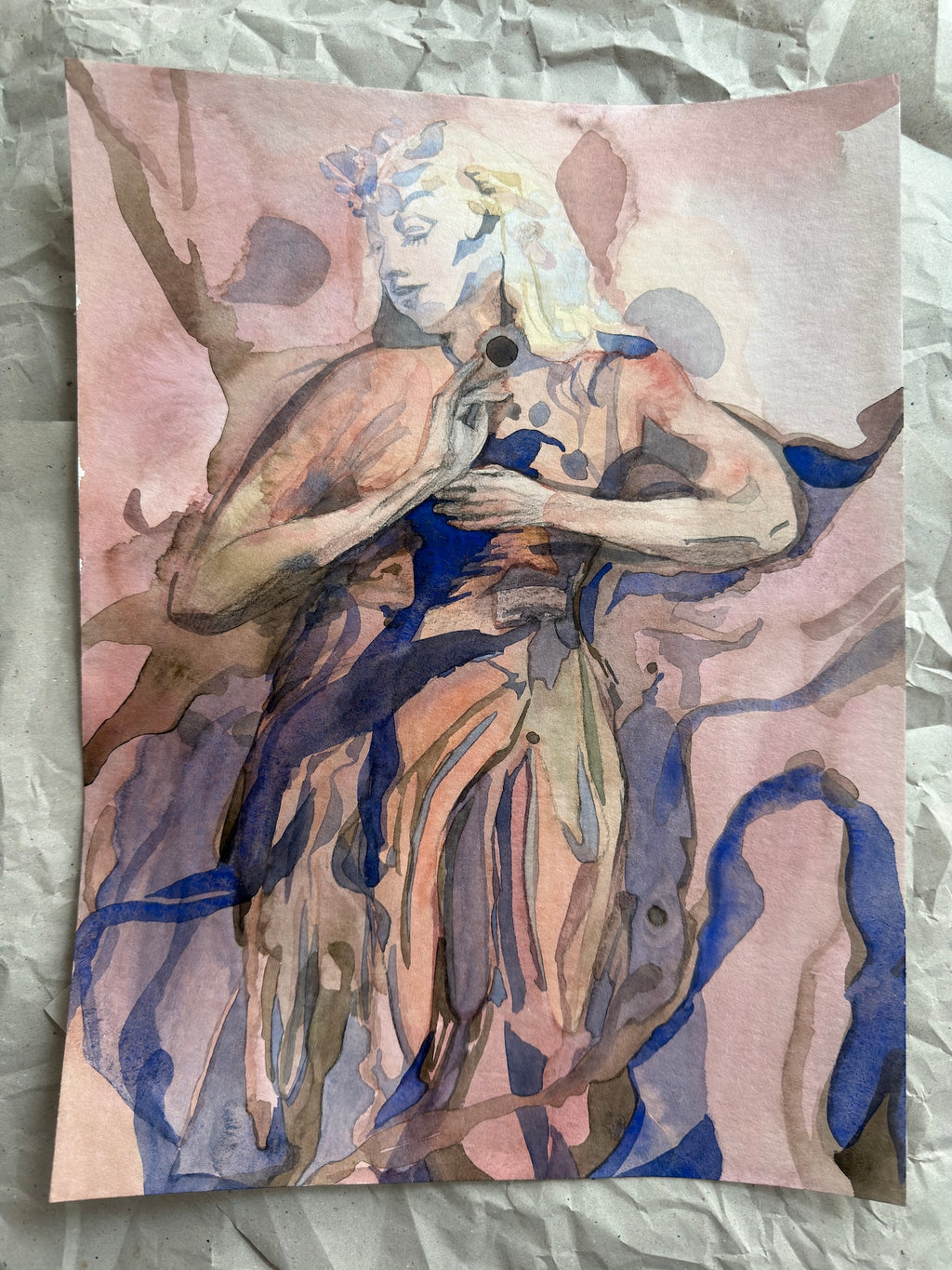 Girl, watercolor painting on paper, original work