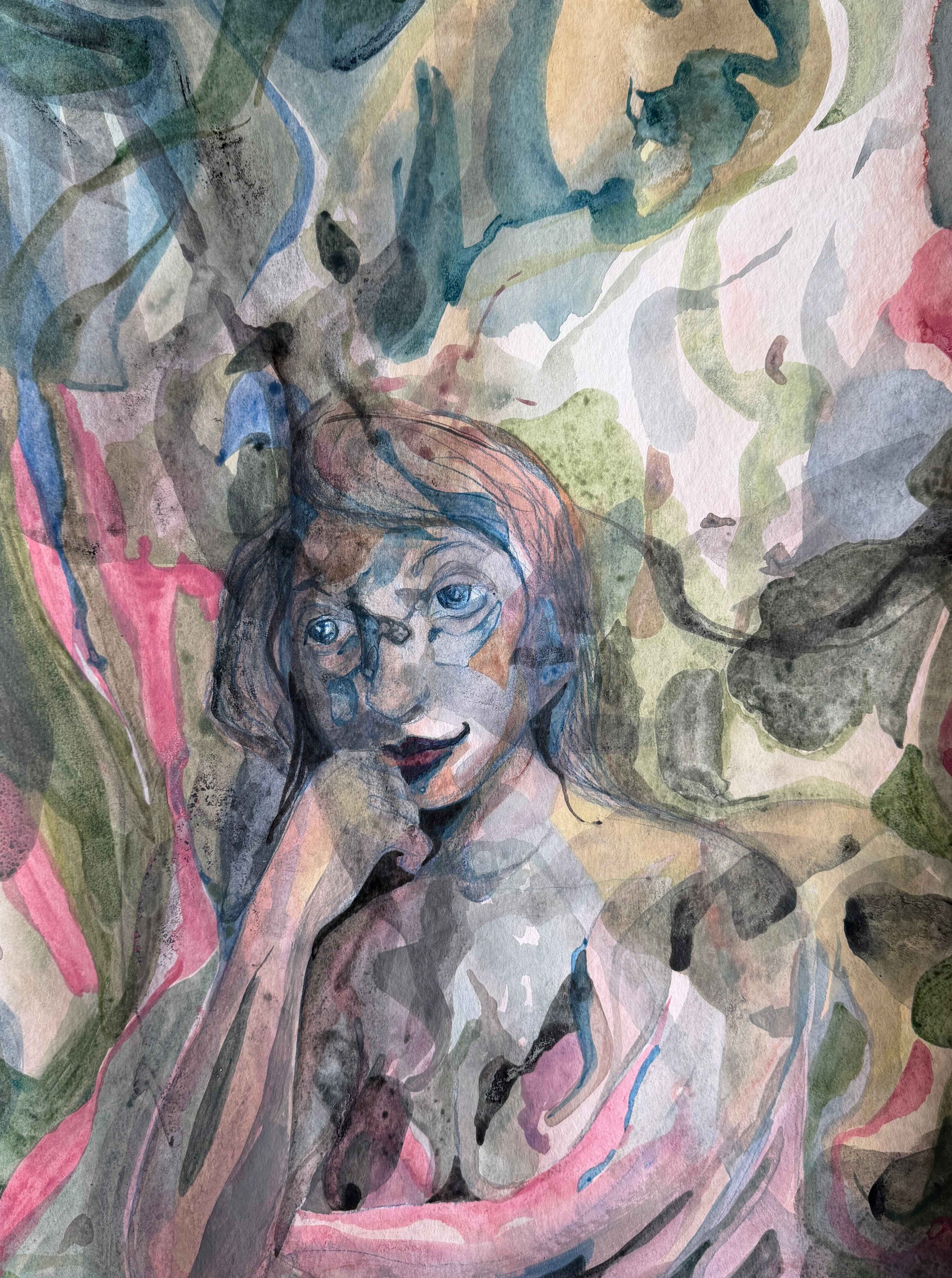 Woman's portrait, acrylics on paper, original artwork