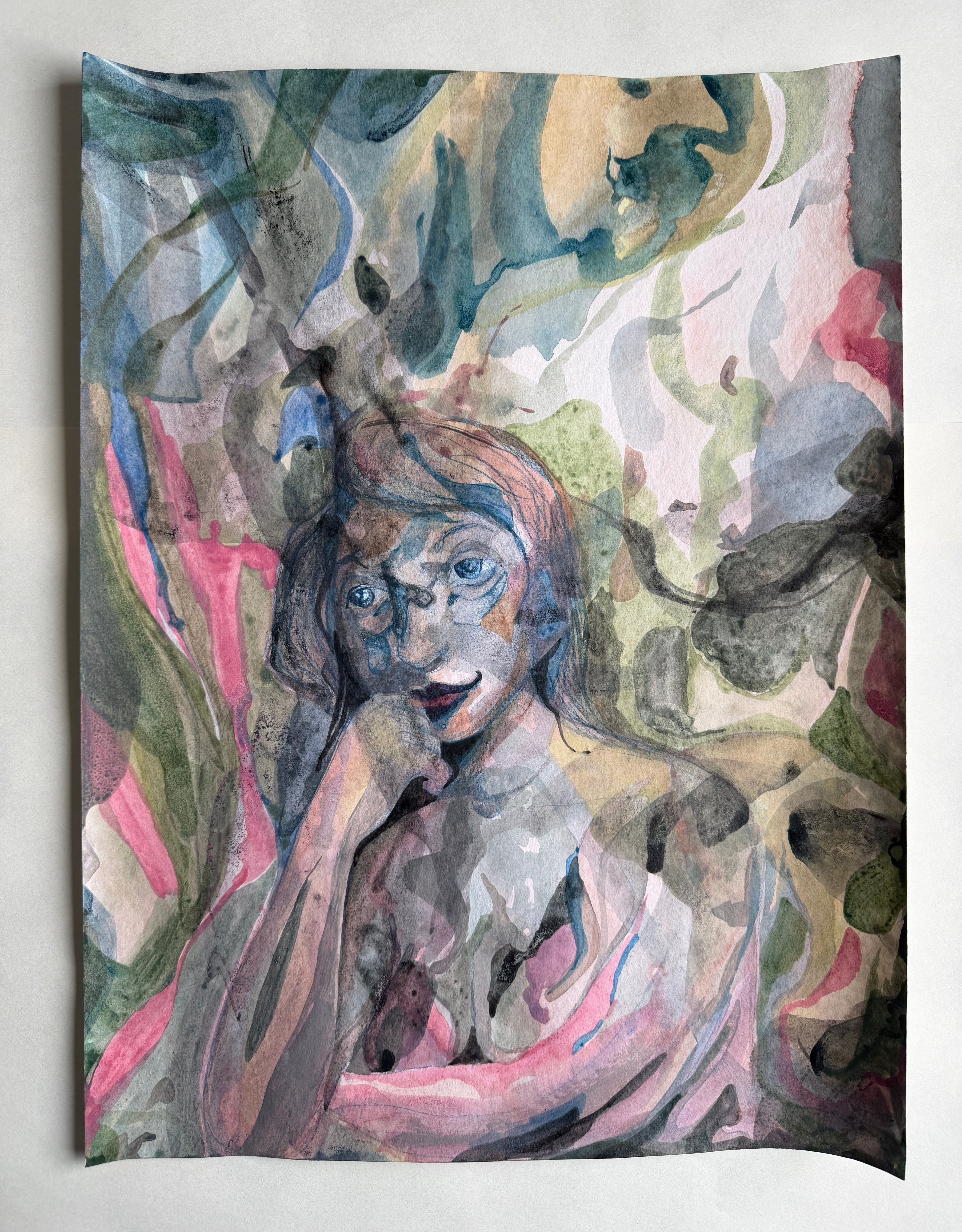 Woman's portrait, acrylics on paper, original artwork
