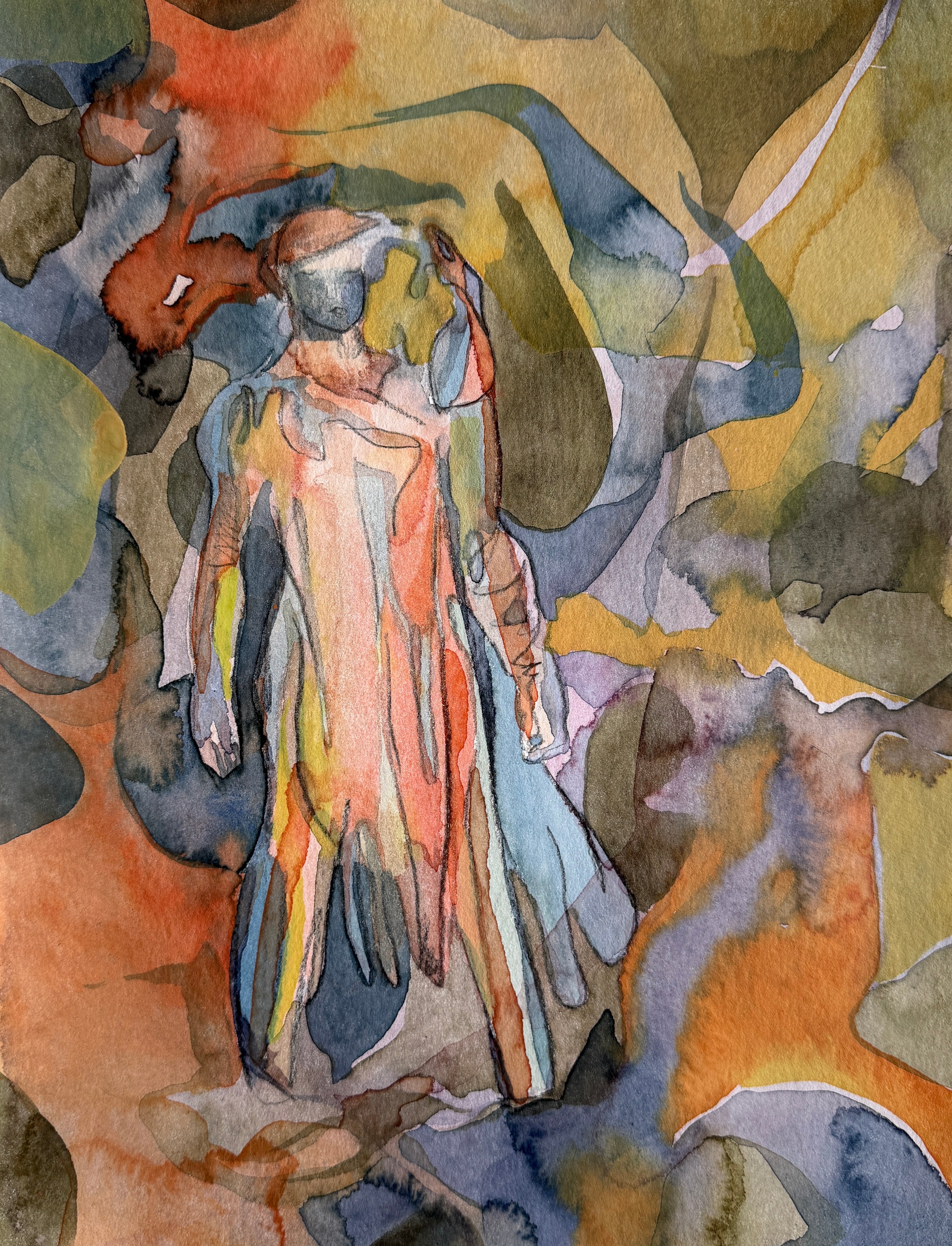 Idol, watercolors on paper, original paperwork
