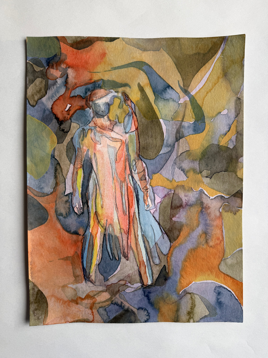 Idol, watercolors on paper, original paperwork