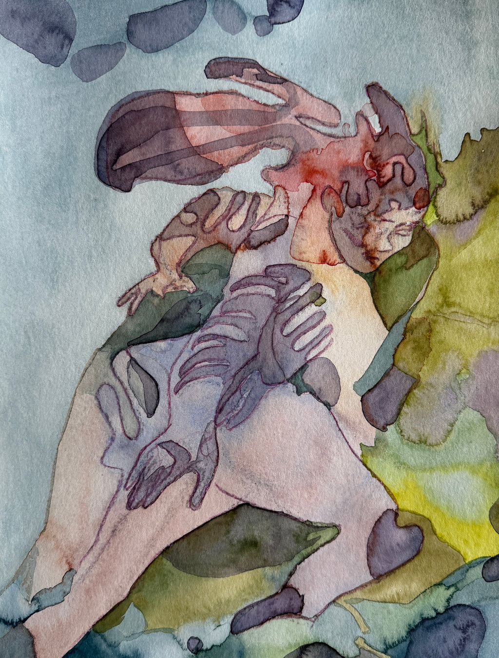 Run, watercolors on paper, original art