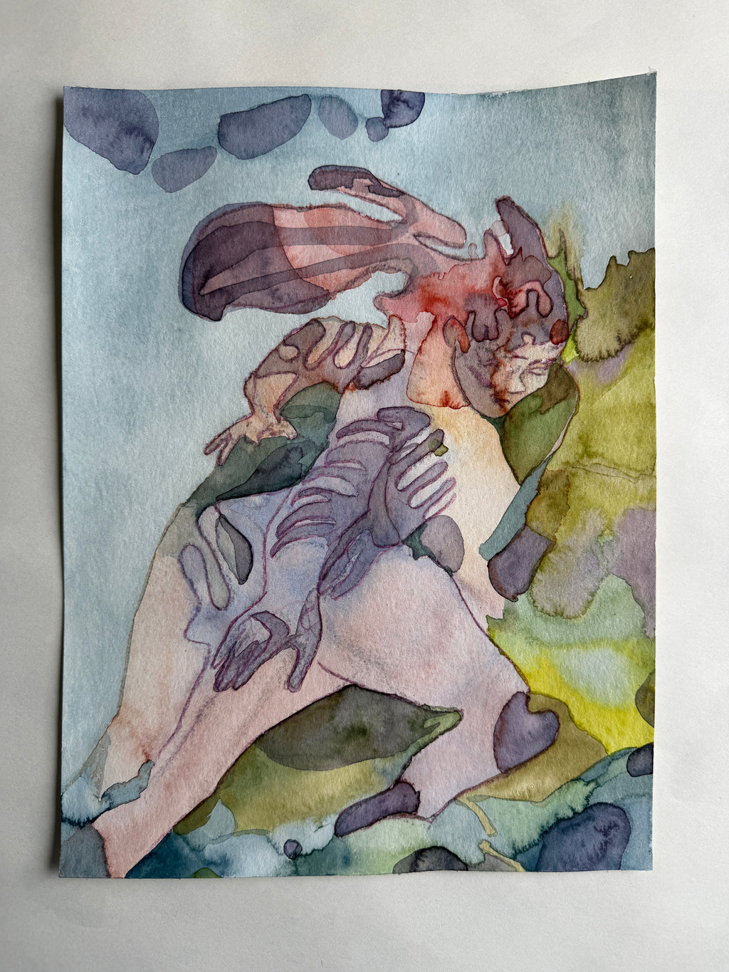Run, watercolors on paper, original art
