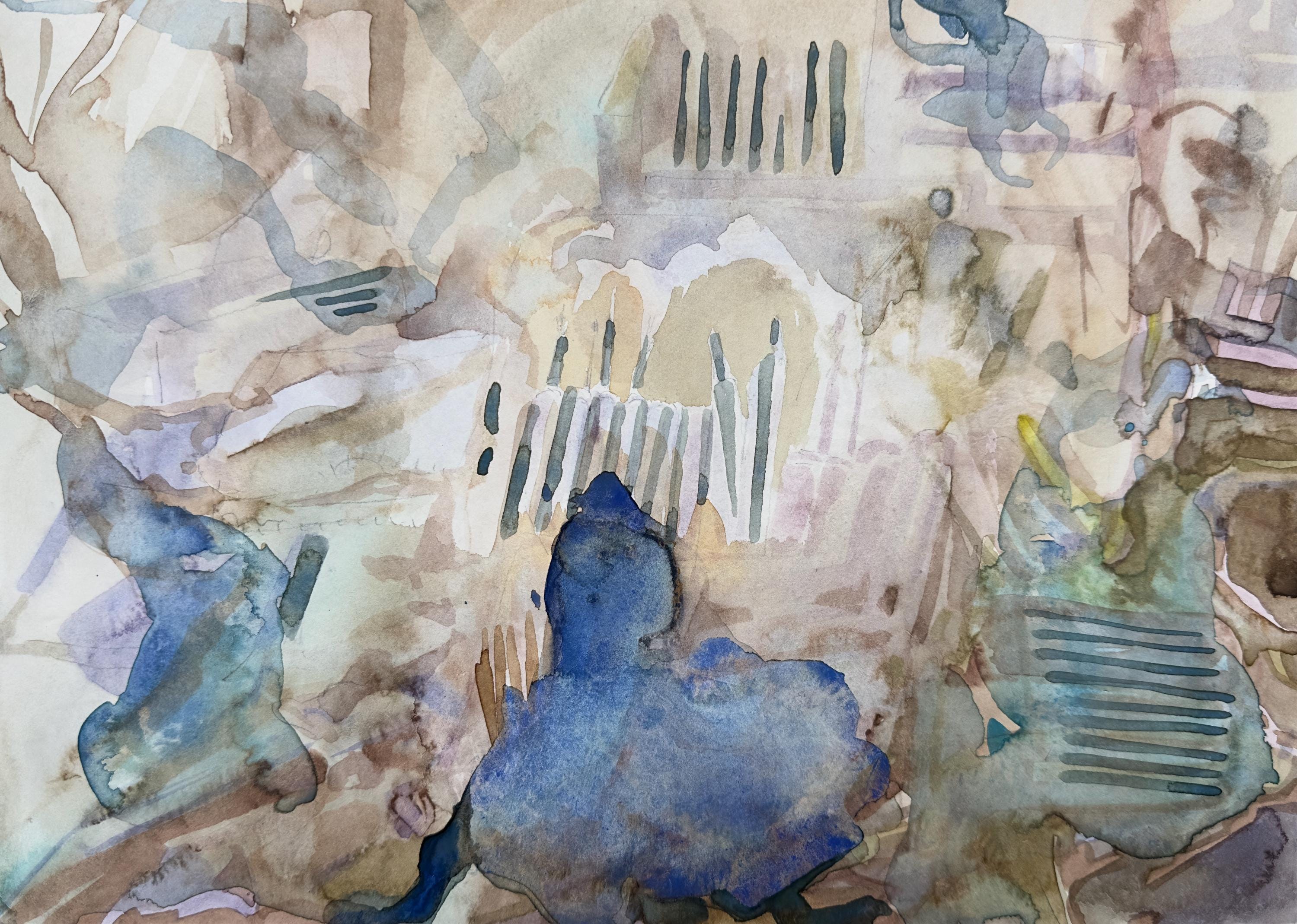 Abstract Watercolor, artworks on paper, drawings, original art