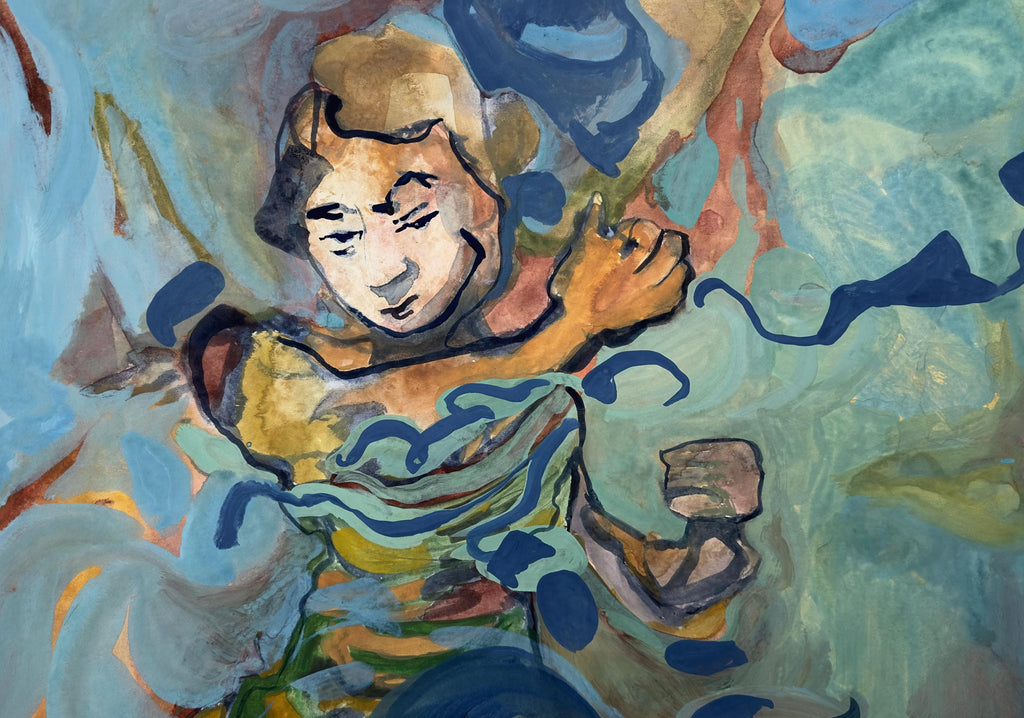 Monologue, gouache on paper, original art