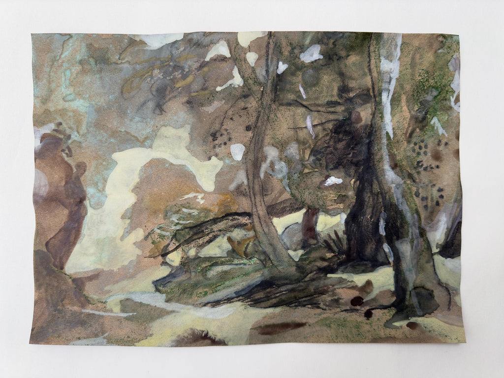 Landscape Sketch, charcoal and chalk on paper, original
